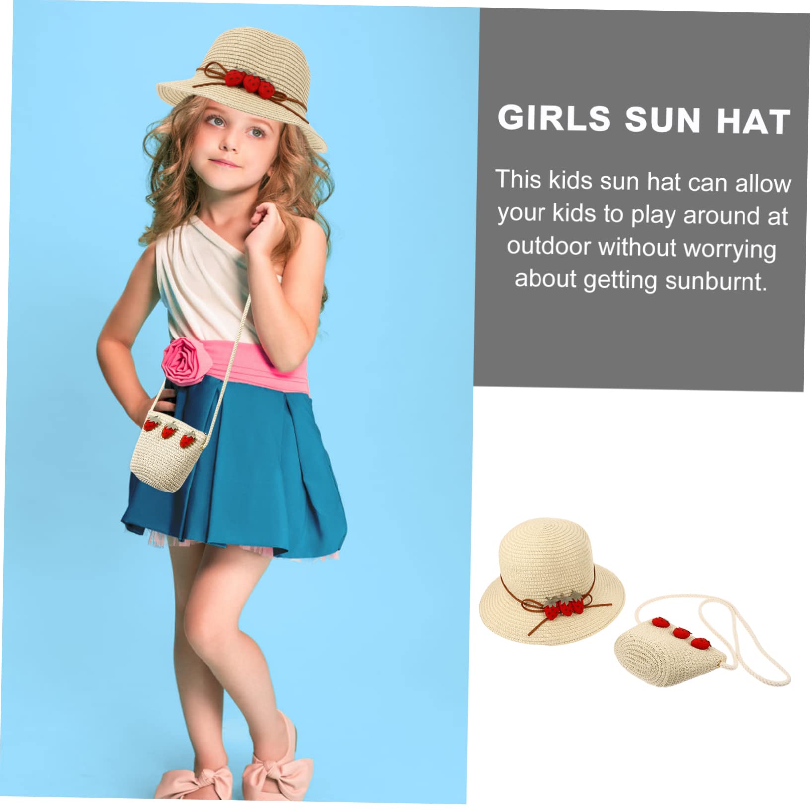 Beaupretty Sombrero de Sol de para Niñas con Bolso de Mano de Verano para Protección Solar Actividades al Aire