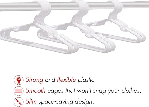 Miniatura 5 de Paquete de 60 perchas blancas para niños de 11.6 pulgadas, perchas para ropa de bebé para niños pequeños y niños, perchas de plástico duradero para