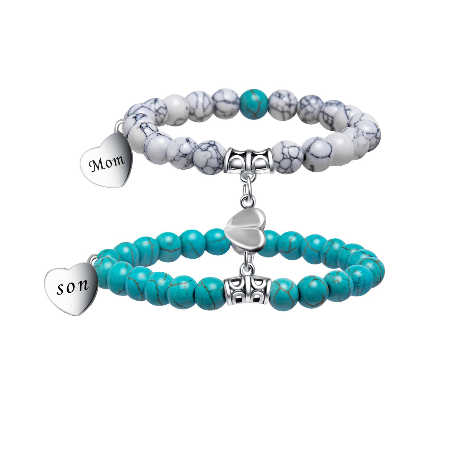 Smilelife Set of 2 Matching Magnetic Heart Bracelets - Perfect Gifts For Mom, Dad From Daughter, Son