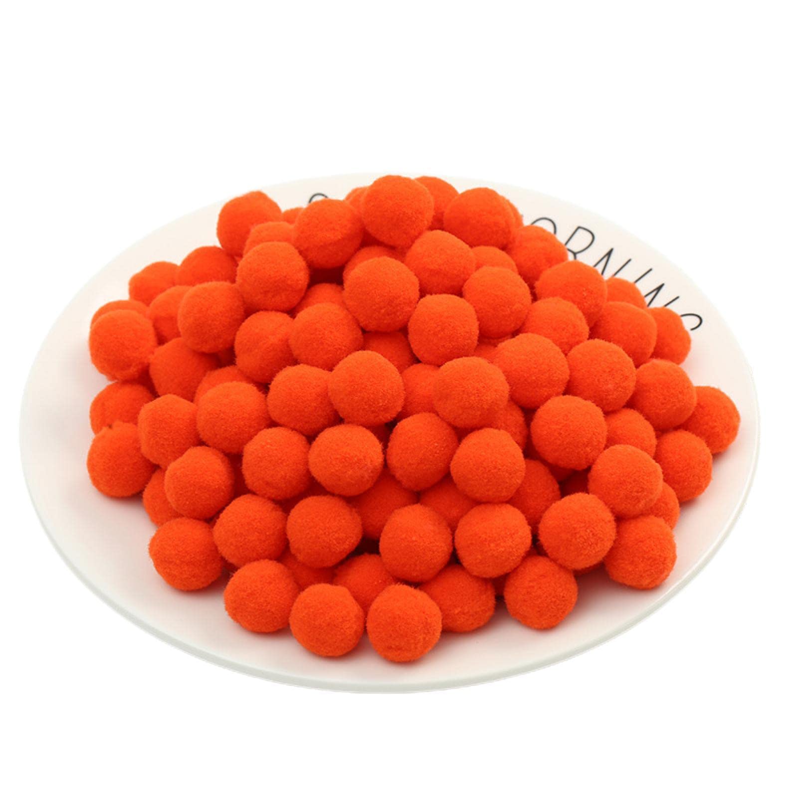 1000 Pieces 10mm Craft Pom Poms Cotton Rainbow Ball Easter Festive Pom Poms Self Adhesive Pompom Fluffy Mini Pom Pom Ball Fuzzy Ball for Jewelry Making Clothing Appliques (15_ Orange Red)