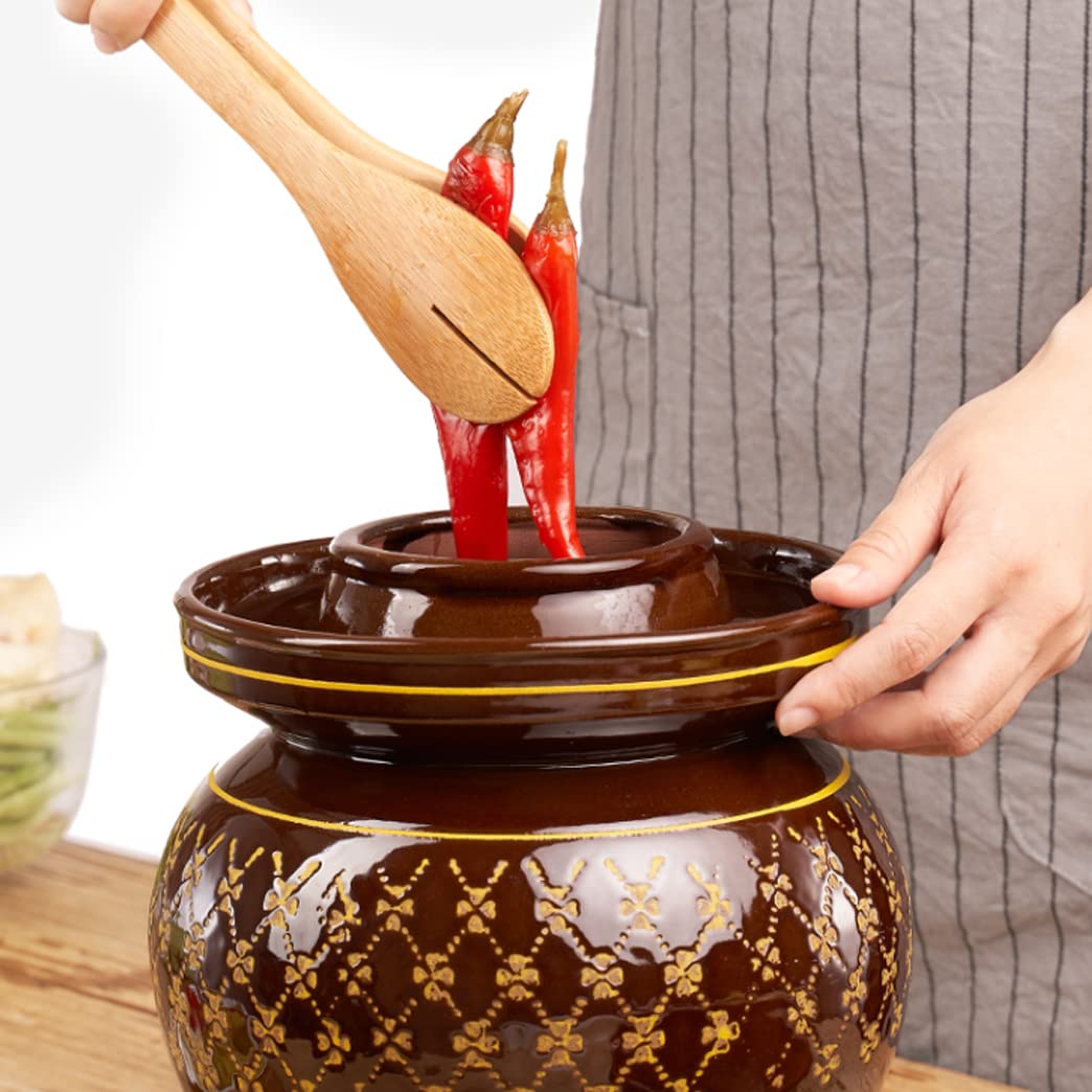 Frascos de cerámica para encurtidos, Recipiente de cerámica Tradicional China con Tapa(7KG)