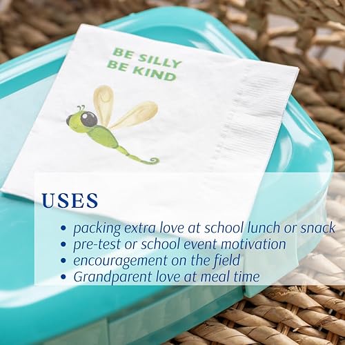 Miniatura 3 de Paquete de 25 servilletas para niños  Notas fáciles de leer, afirmación y broma impresas en servilletas desechables de 2 capas  Give Mental High