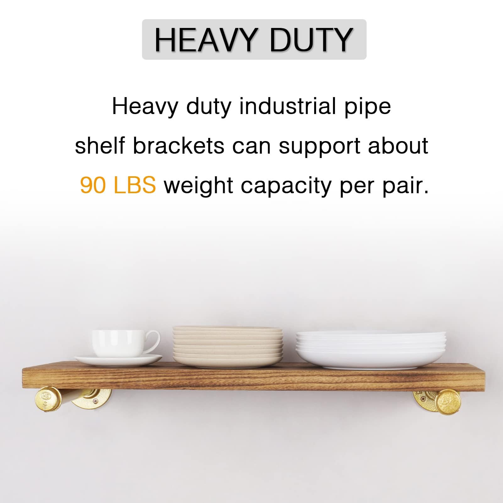 4PCS Pipe Floating Shelf Bracket Industrial Pipe Shelf Bracket Mounting Bracket Storage Racks Decor Bronze