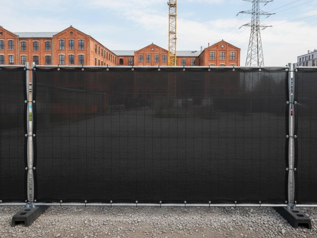 Bauzaunnetz Sichtschutz für Bauzaun Zaunblende 150 g/m² mit Kantenverstärkung und Ösen (anthrazit, 1,80 m x 3,45 m)