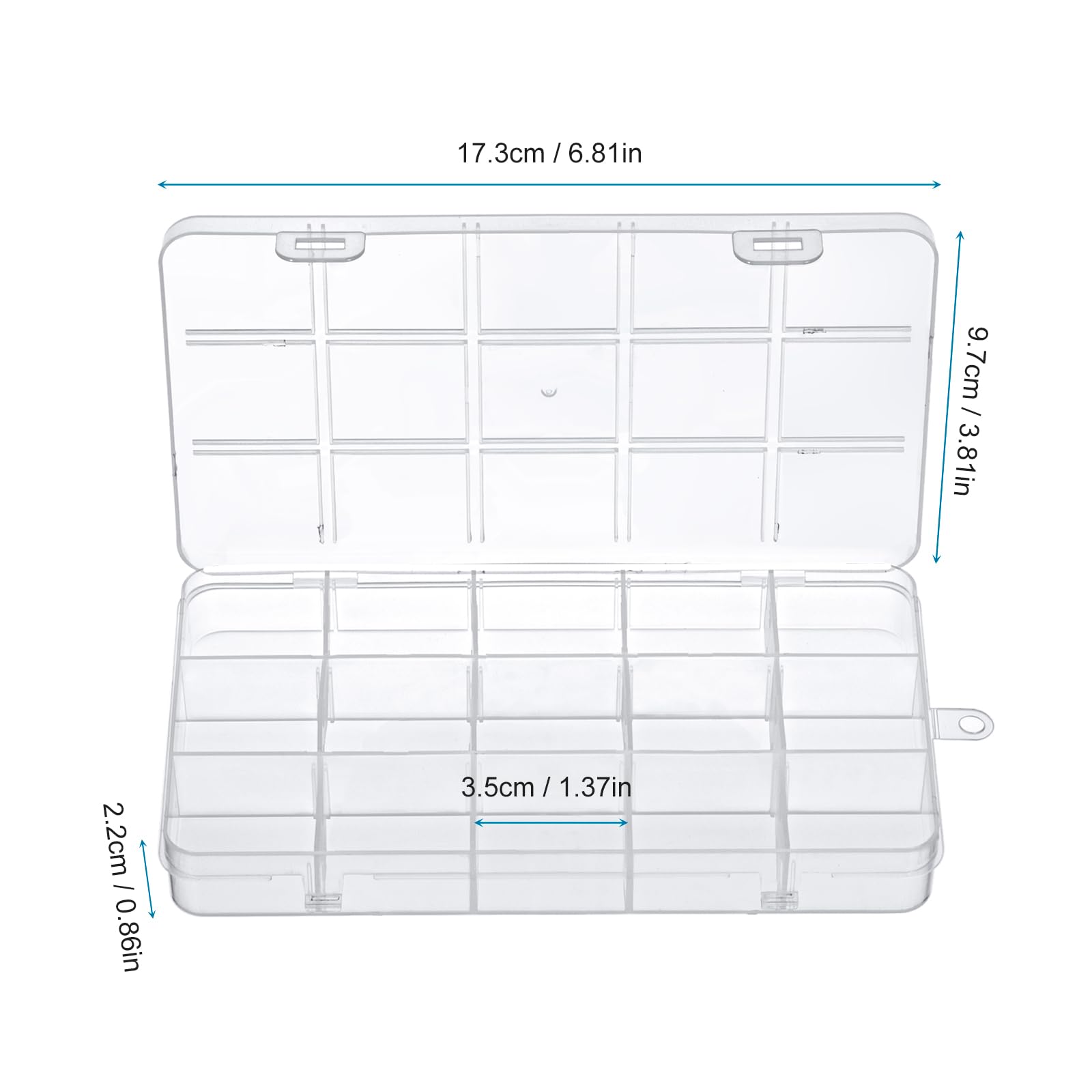 MumdoYAL 2 Pezzi Scatole Plastica con Coperchio, Scatola Porta Oggetti, Contenitore Plastica con Coperchio, con 15 Scomparti per Riporre Orecchini, Perline, Viti