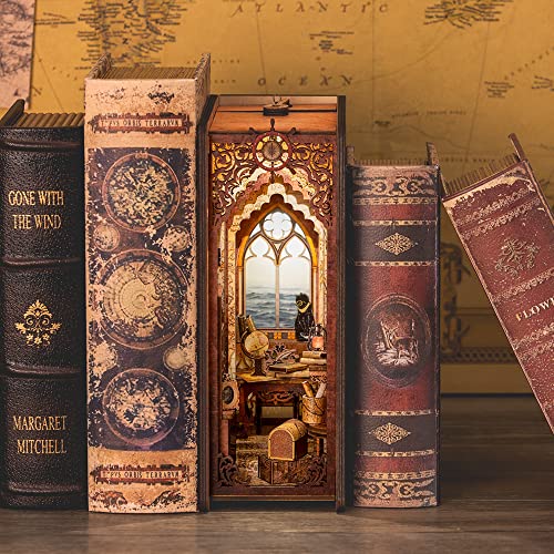 Image of CUTEBEE Book Nook Kit, DIY Booknook Miniature House Tiny House 3D Wooden Puzzle Dollhouse Kit for Adults and Teens, Bookshelf Insert Decor, DIY Craft Gift Model Build