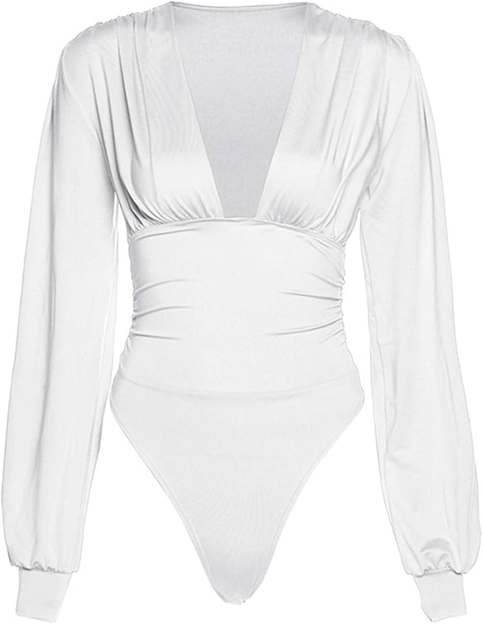 Damen Body Spitzen Bodysuit - Eleganter V-Ausschnitt Ohne Ärmel