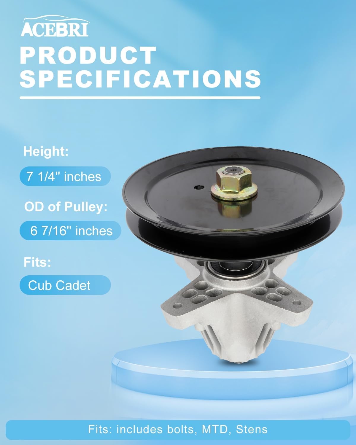 ACEBRI 918-05078 618-05078 Spindle Assembly for Mtd for Cub Cadet 46 inch Deck Parts 15287 618-05078A 918-05078A Mower Spindle for Cub Cadet RZT-L46 RZT-S46 for Oregon 82-132 for STENS 285-167 2 Pack