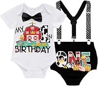 Vista 1 de Baby Boys First Birthday Outfit Funny Bowtie One Year Old Cake Smash Pants Set