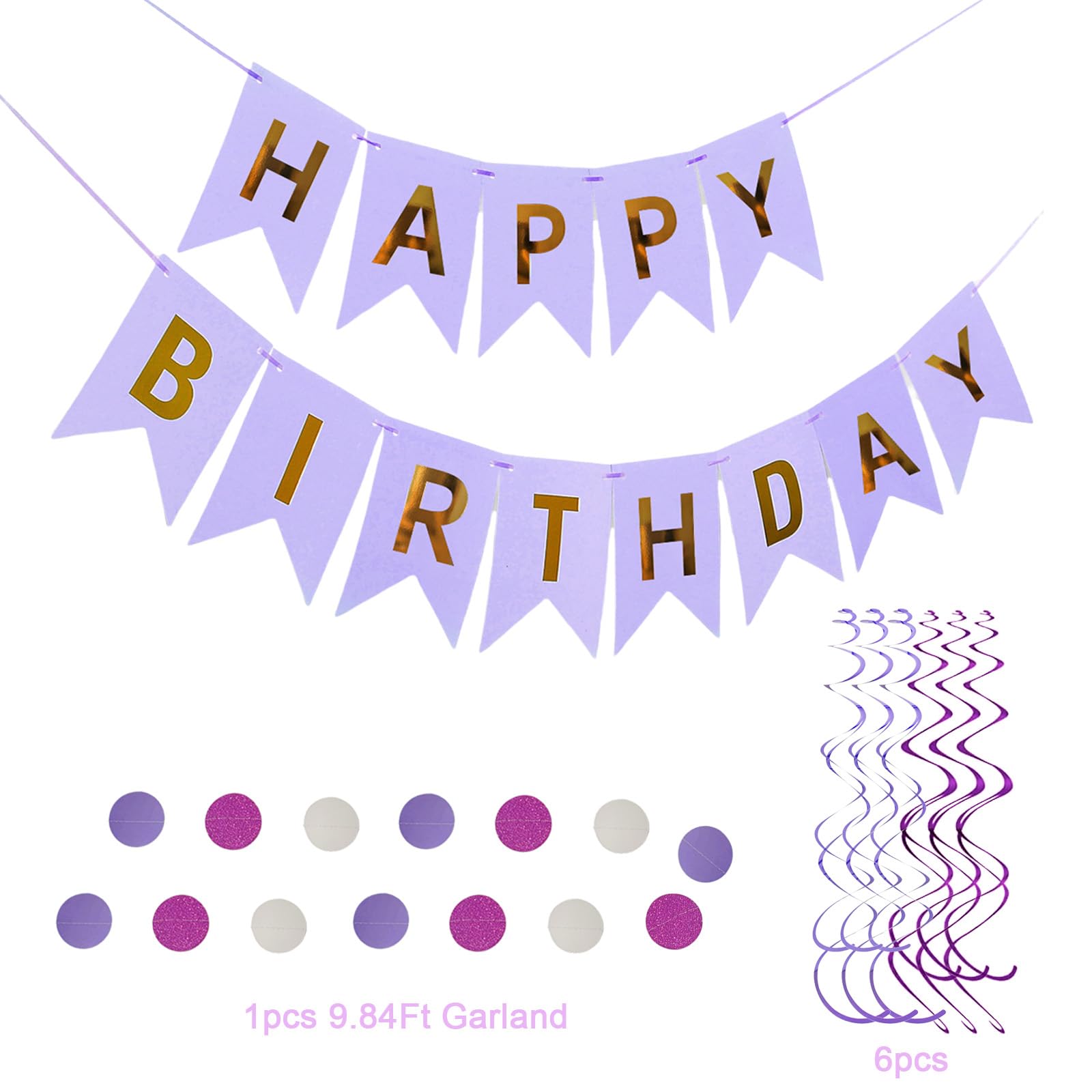 Kit de decoración de fiesta de cumpleaños, azul, rosa y dorado, guirnalda de feliz cumpleaños, pompones de papel, abanicos de flores, bola de Honeycom, linterna, remolinos colgantes, 20 piezas