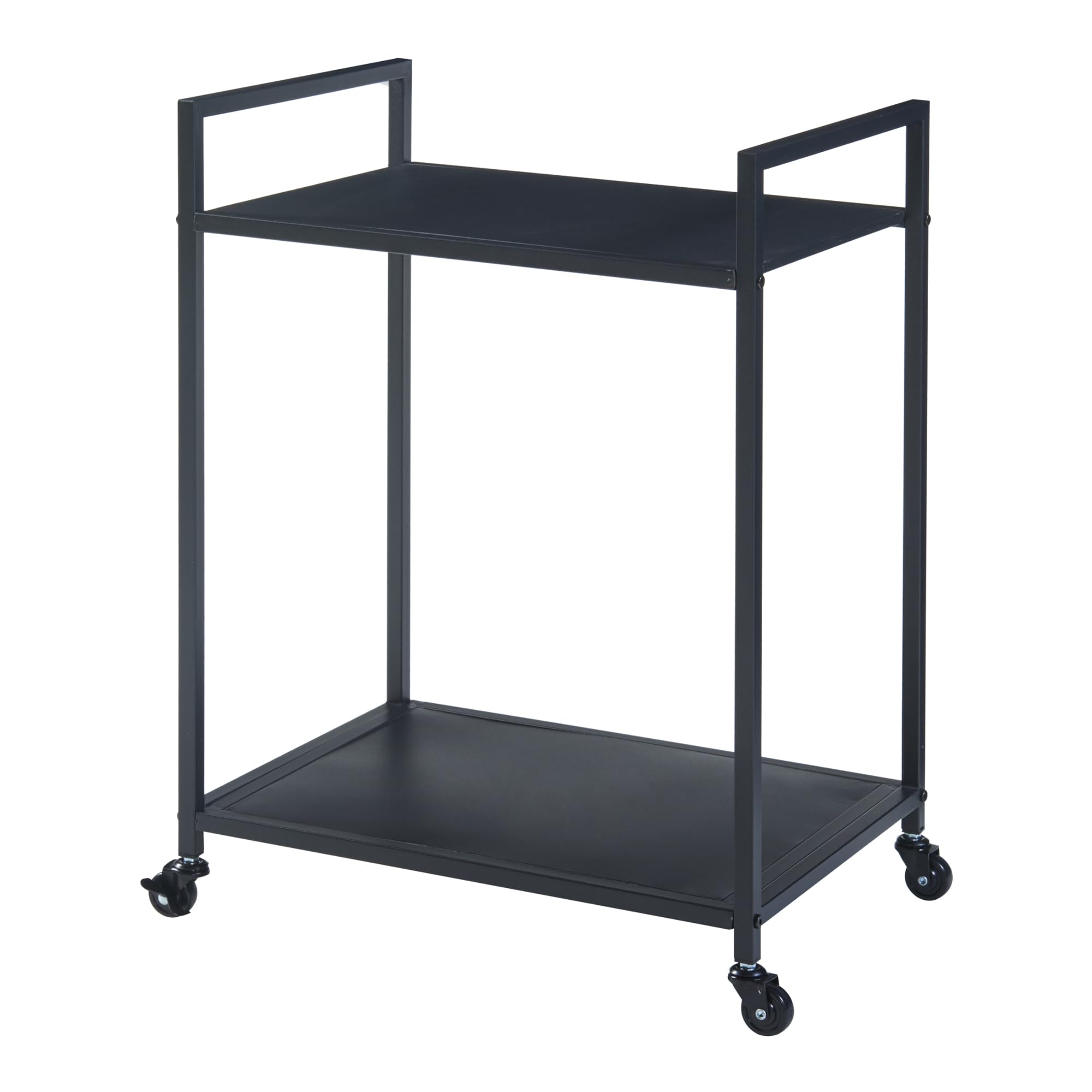 [en.casa] Carro de Servicio con 2 Estantes Carrito de Restaurante con Asa Estantería de Baño con 4 Ruedas Carrito de Cocina Versátil Metal 69 x 50 x 36 cm - Negro