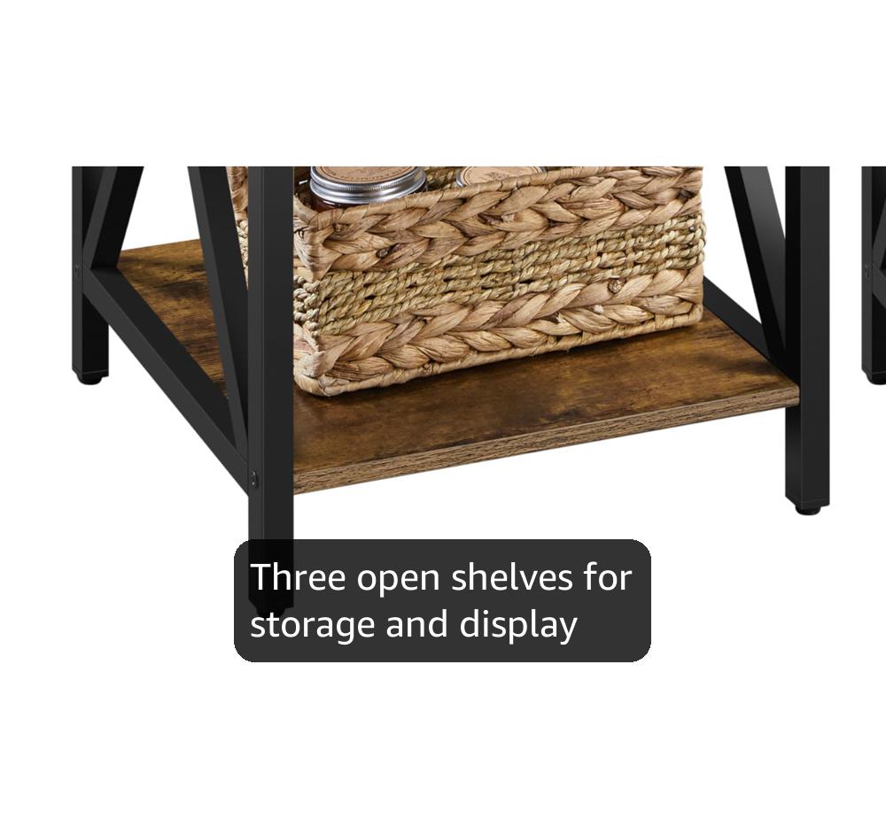 OOACE Tall Side Table, 3-Tier End Table For Sall Spaces, Nightstand - View #6