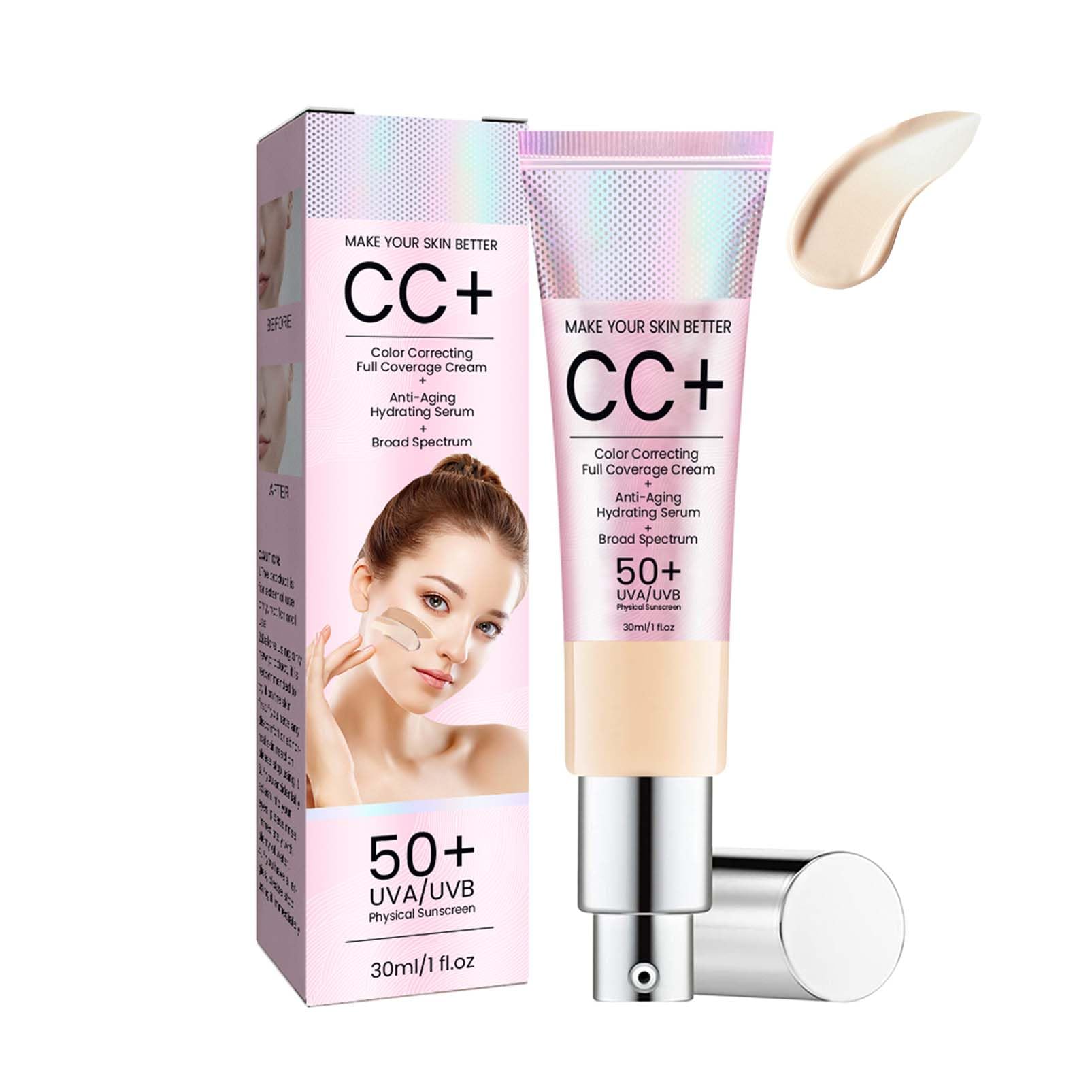 CC Cream Color Correcting, 2025 najnowszy krem nawilżający BB z UVA/UVB 50+, Full Coverage CC Cream Foundation, nawilżający, wodoodporny i trwały (Light Ivory, 30 ml)