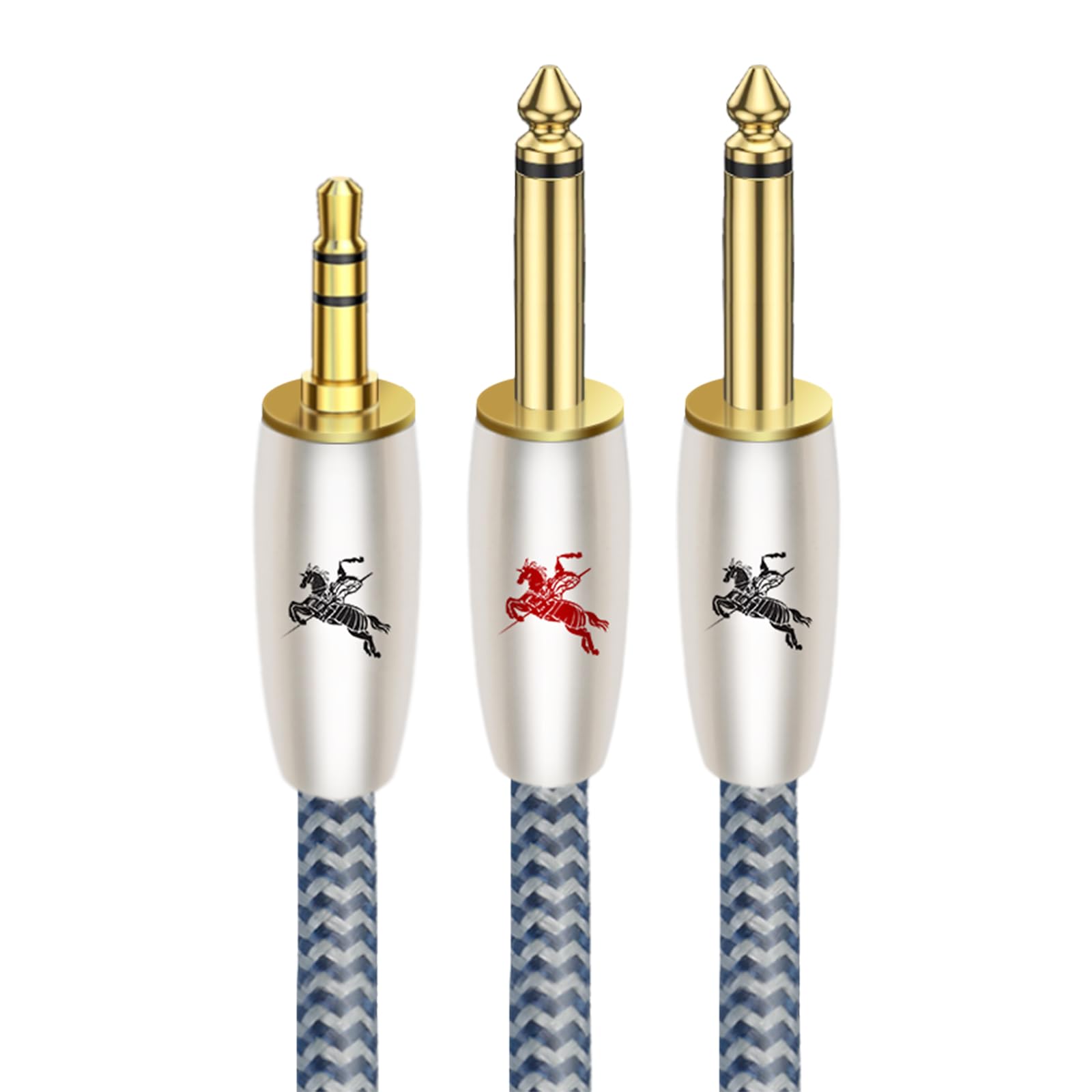 Impeto Audiophile kabel audio jack 3,5 mm na 2 x 6,35 mm mono Y kabel audio [2 m] kabel do instrumentu obsługuje miksery, rejestrator audio, gitarę, wzmacniacz, mikrofon - 2 m