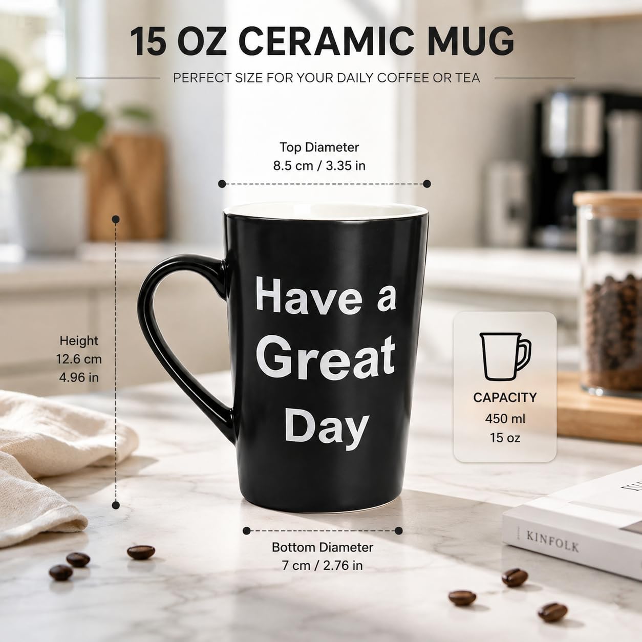 MAUAG Funny Gifts Unique Coffee Mugs Have a Great Day Cute Cool Christmas Cup Black, Best Holiday and Birthday Gag Gifts, 15 Oz