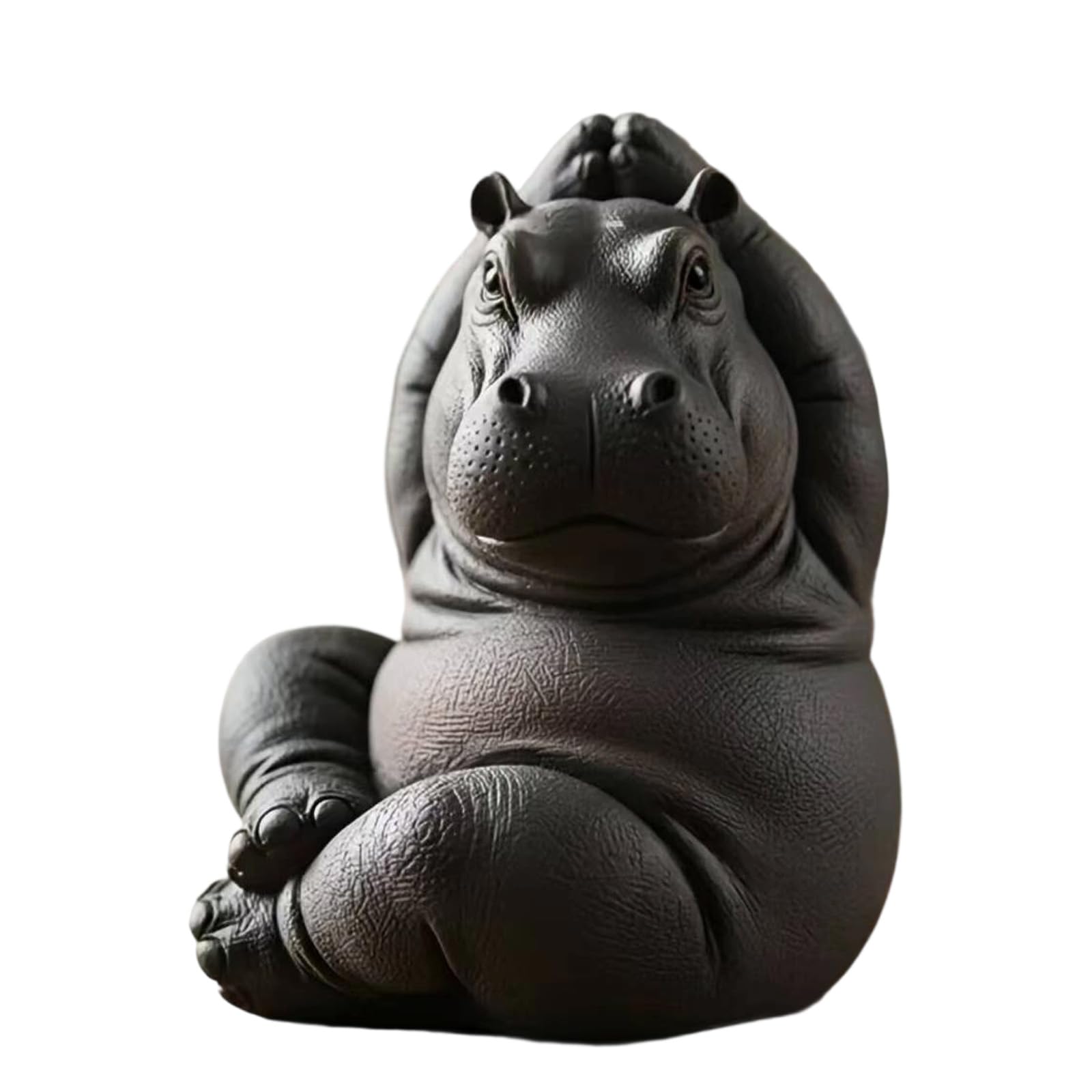 Msioytog Meditating Clumsy Hippo Statue Figurine for Home Meditations Room Decors Unique Animal Lover Hippo Meditations Toy