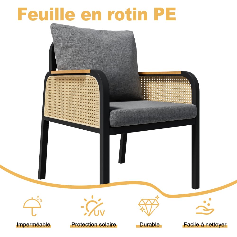 Wieloosobowa 4-częściowa nowoczesna sofa ogrodowa z żelazną ramą, wytrzymała, łatwa pielęgnacja, na taras, balkon, do ogrodu