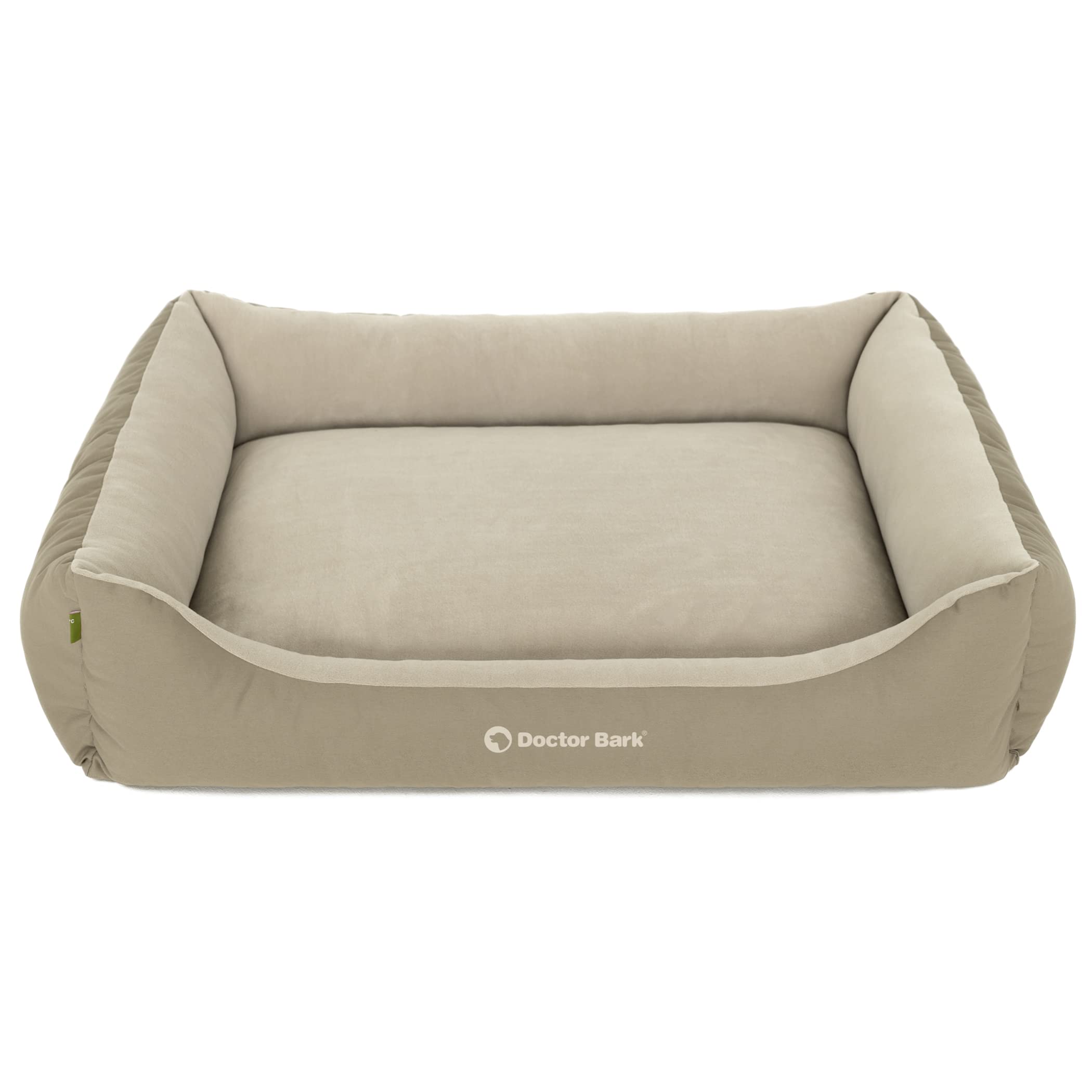 Doctor Bark GreenLabel - Cama para perros grandes, lavable, mullida y suave, resistente y acogedora cama para perros - GreenLabel (XL, 110 x 85 cm, color marrón dorado)