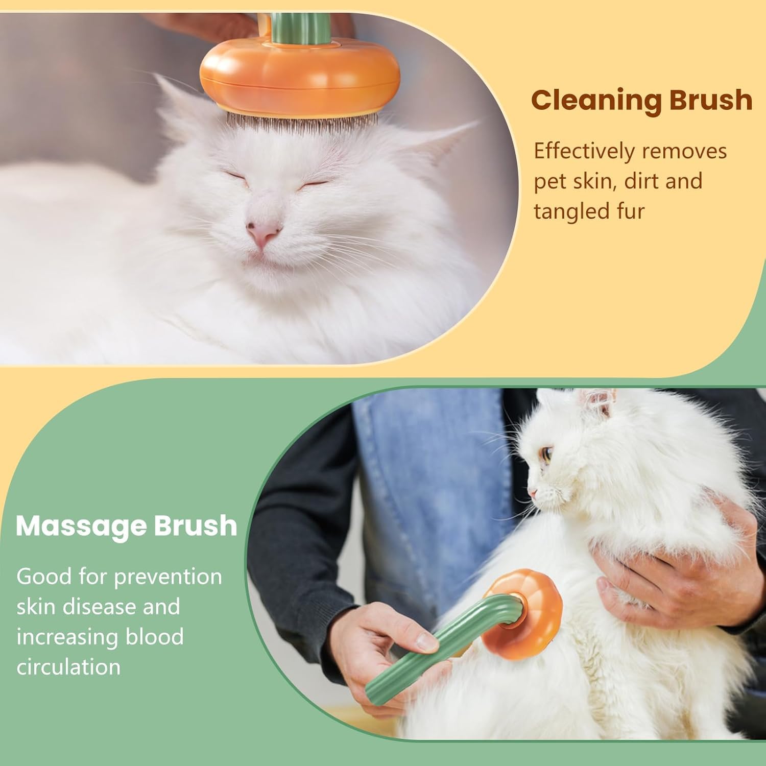 2-in-1 Pet and Cat Grooming Brush with Detachable Head, Brush for Shedding, Self-Cleaning Hair Brush for Remove Tangles and Loose Hair, Brush with Release Button, Grooming Brush for Shedding for Long and Short Haired (Multicolour) 2