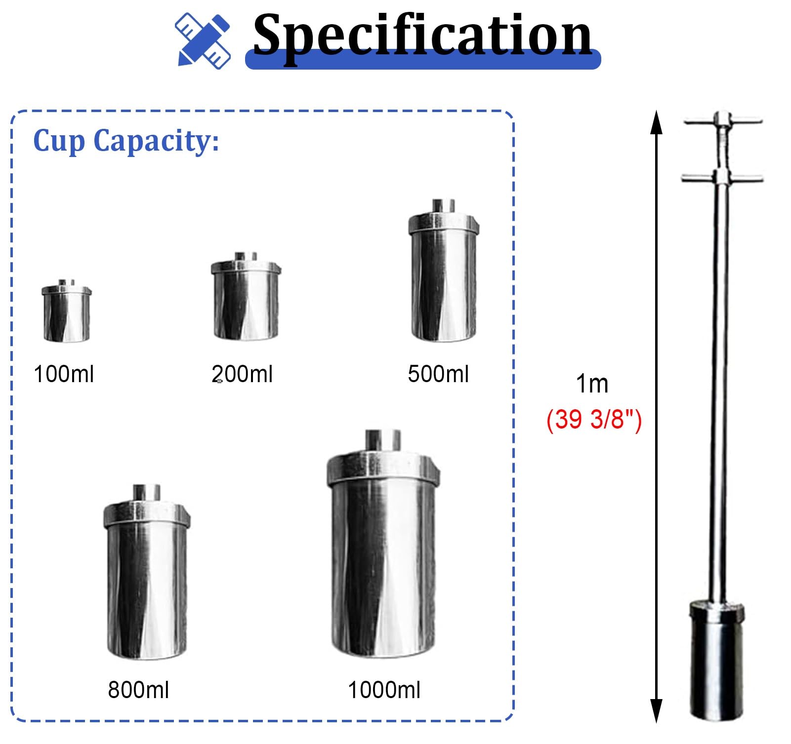 Muestreador de líquidos viscosos de Metal de 500 ml: cucharón de muestreo de Agua fácil de Usar para fábrica y Laboratorio, Kit de sonda de recolección de precisión para un análisis eficient