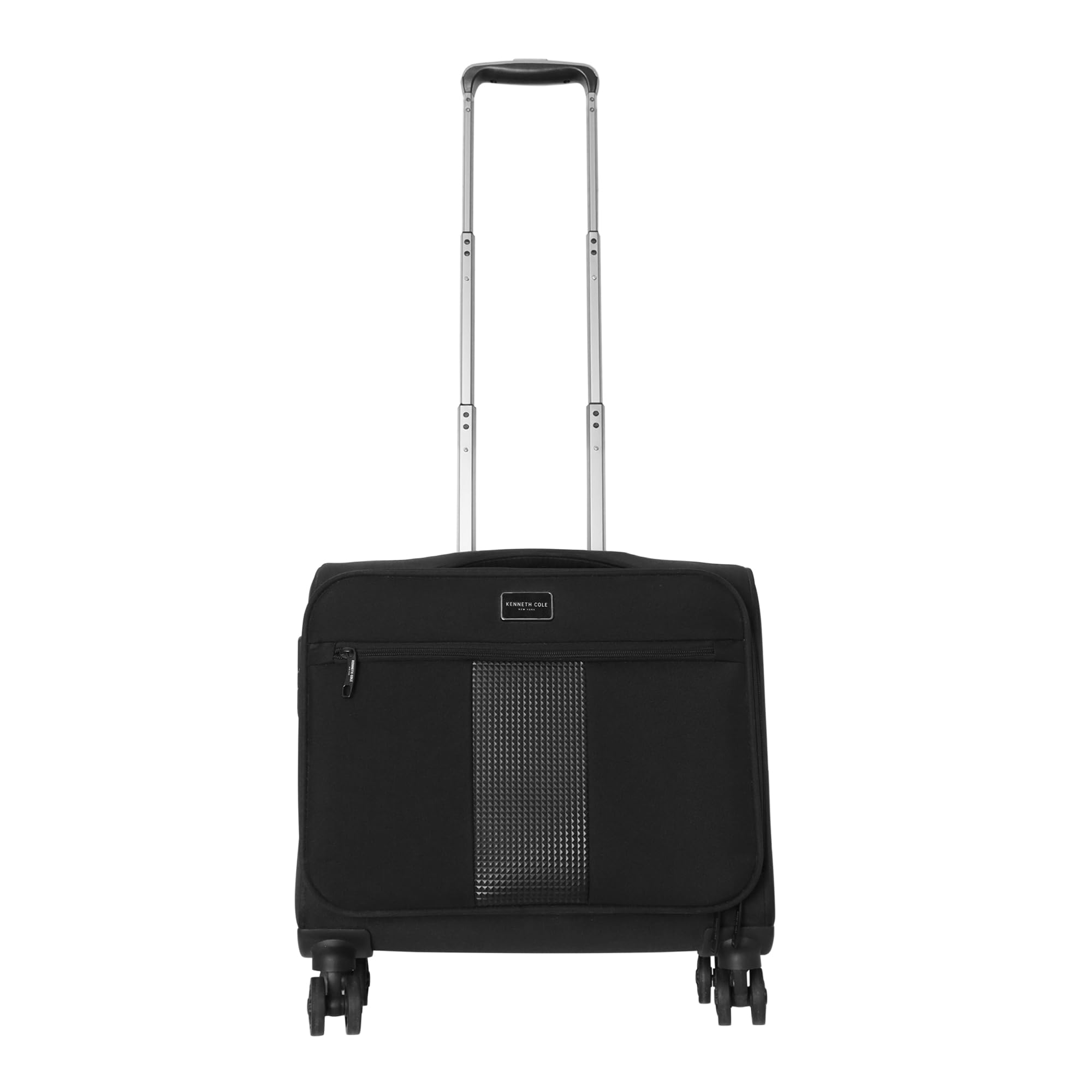 Unisex 8-Wheels Polyster Overnighter Trolley Luggage Bag | 16-inch Laptop Compatible Suitcase with Combination Lock, for Men and Women | Black