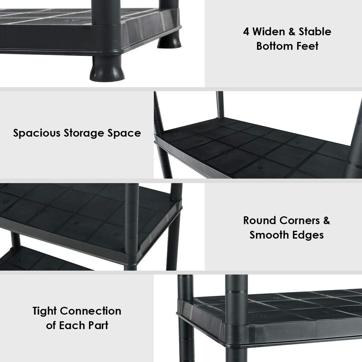 Giantex 5-Tier Ventilated Shelving Storage Rack,Free Standing Multi-Use Shelf Unit, No Tools Required, 33.5“L X 16”W X 73“H