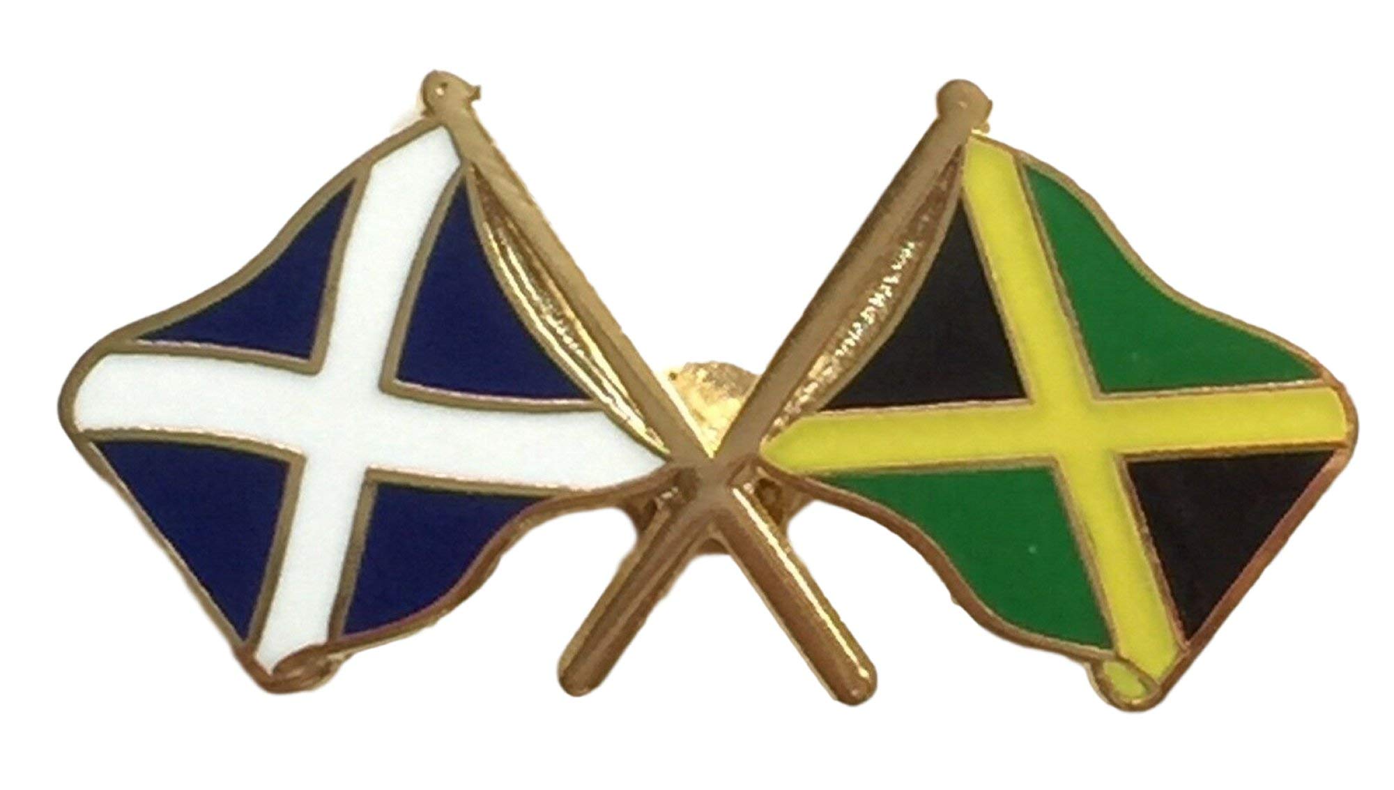 Scotland & Jamaica Flags Friendship Courtesy Enamel Lapel Pin Badge T1203