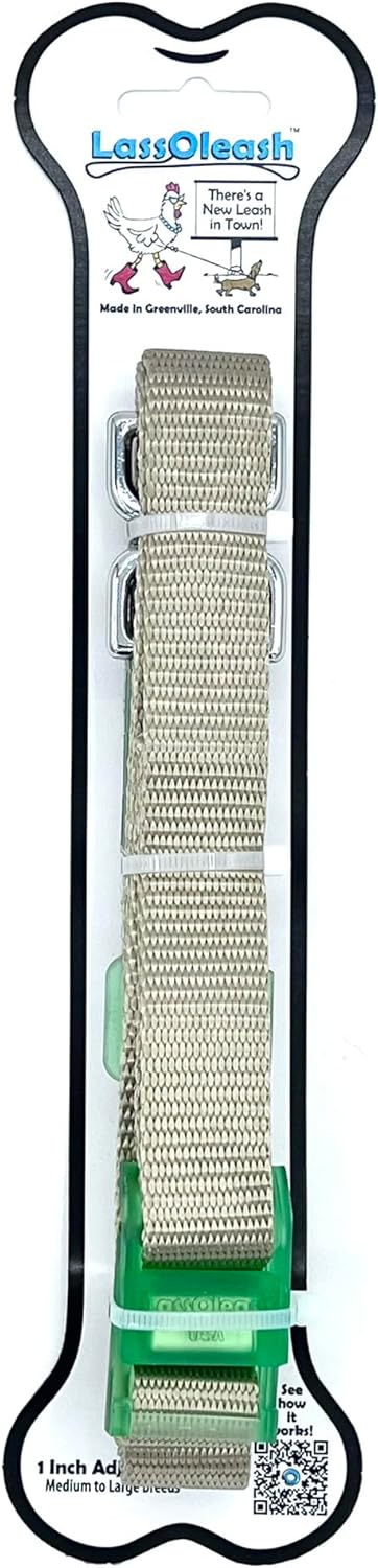 Dog Adjustable Leash - 6ft to 3.5ft - Magnetic Slip Lead - All-in-One Leash/Collar Combo Solution (Taupe) Lasso Leash Made in USA
