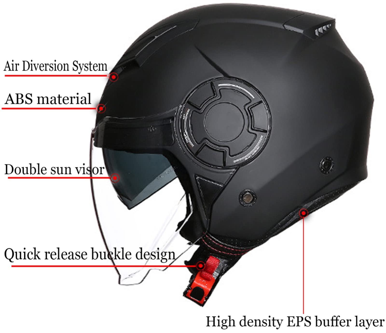 BAUTI Casque Moto à Visage Ouvert Casque Jet 3/4 Casque Demi-Couverture Vintage Approuvé par Le ECE Double Pare-Soleil Casque D'été Léger Homme Femme Scooter Cyclomoteur Chopper N,L=(57-58CM)