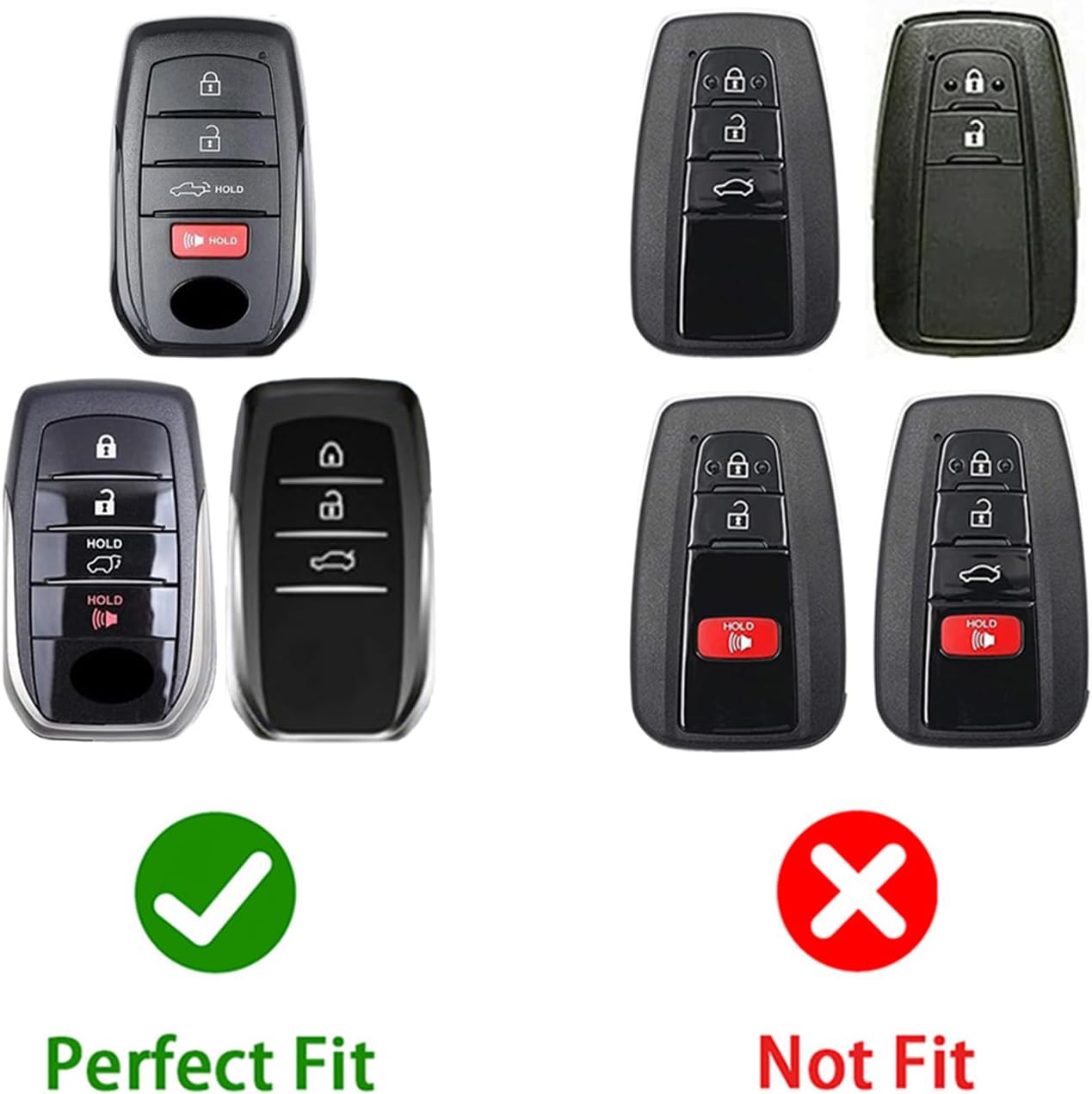Zinc Alloy Metal Key Fob Case Cover Holder Shell Compatible with Toyota 2019-2024 Venza, RAV4 Prime, Land Cruiser, Fortuner, Grand Highlander, Corolla Cross, Hilux(Silver Square Buckle)