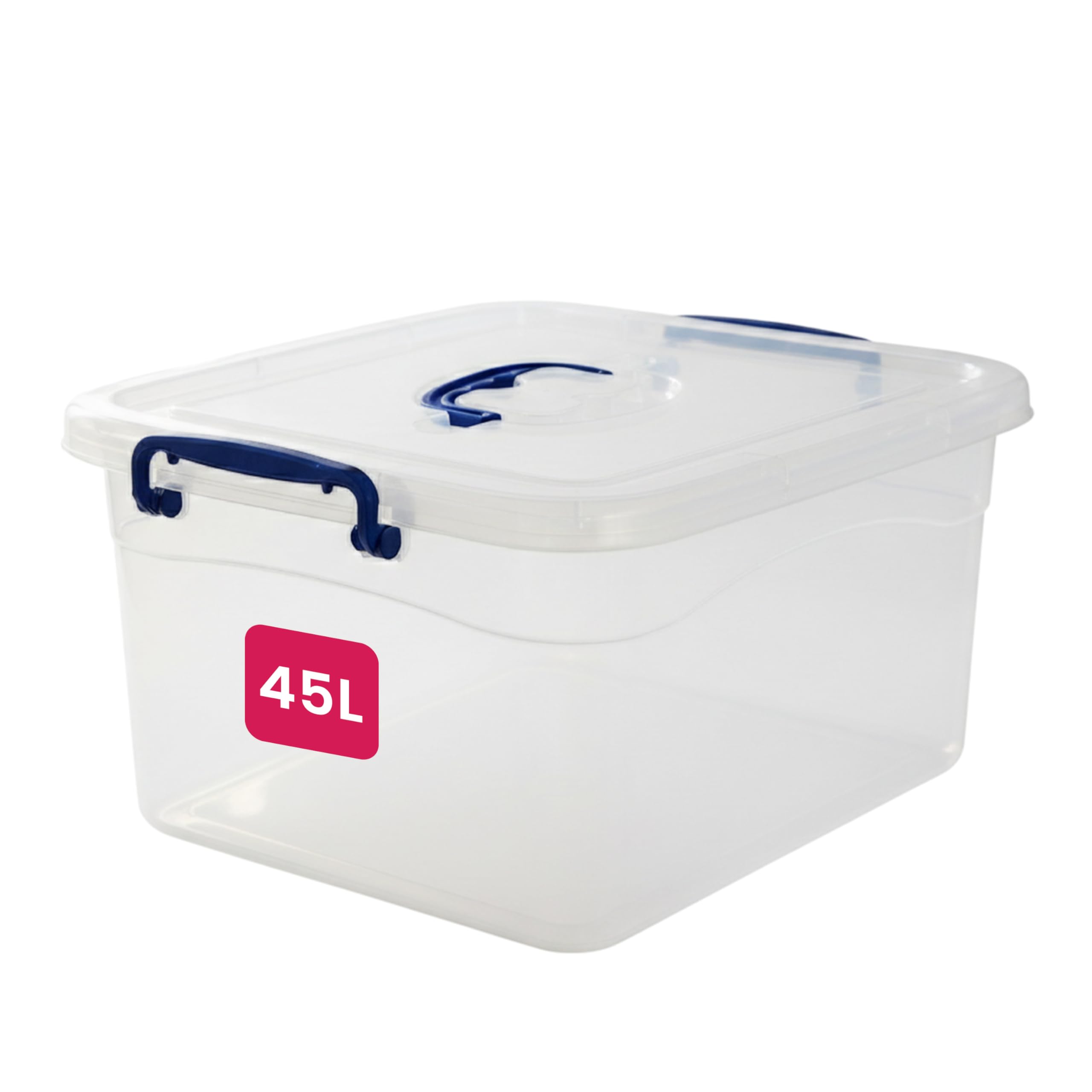 STL 45L Storage Boxes with Lids, Clip-Lock Lid, Stackable Clear Plastic Storage Containers With Lid For Home, Kitchen, Moving, Garage & Office