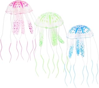 Milisten 3 Piezas Decoración de Medusas Fluorescentes para Acuarios Rosa Verde y Azul Marino Delicado y Realista para Tanque de Peces