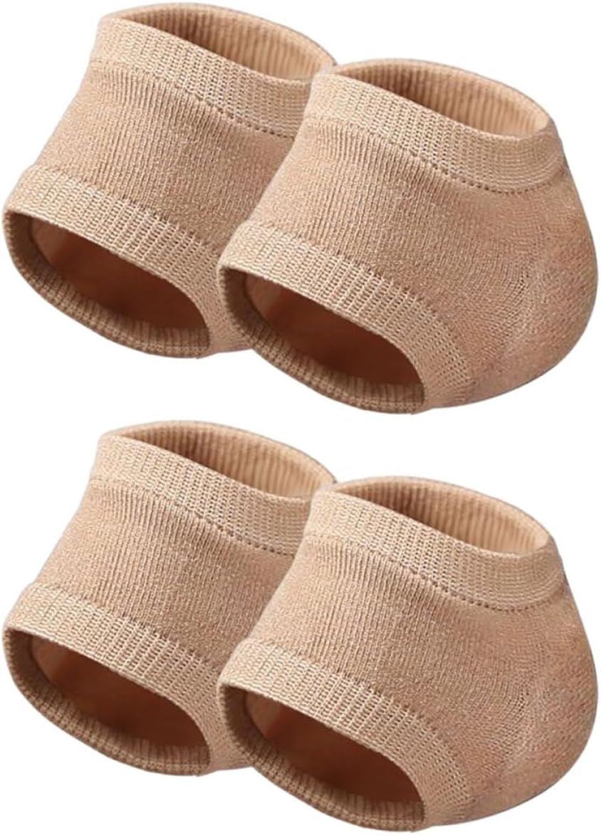 2 Pairs Skin Color Breathable Toeless Heel Socks Elastic Gel Heel Covers Moisturizing Foot Sleeves and Dry Feet Care