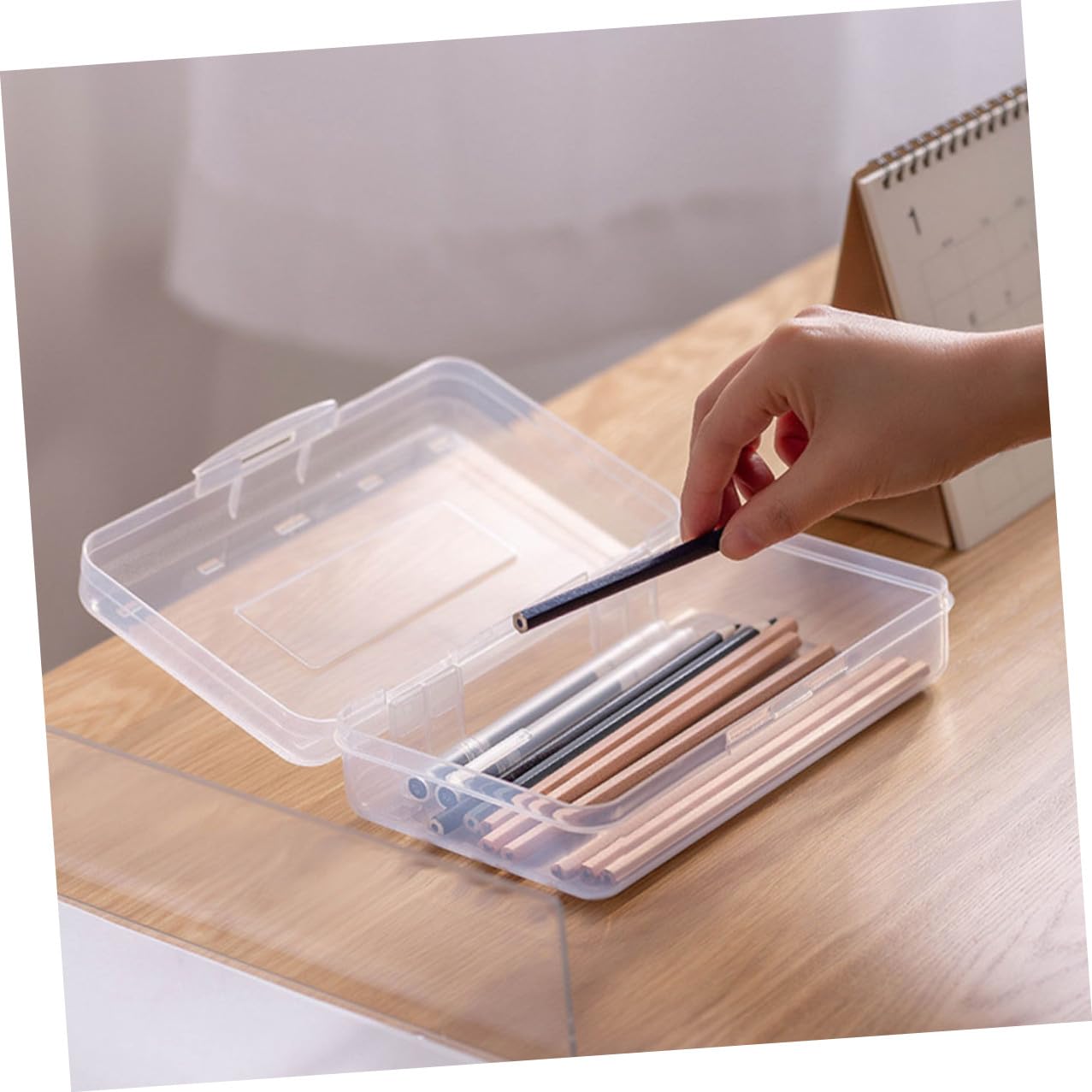 Astuccio Scuola Trasparente in Plastica Pp 6 Pezzi, Pencil Box | Contenitore per Penne Impilabile, Stationery Organizer per Back To School Party