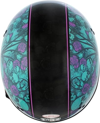 Miniatura 4 de Hot Leathers HLD1041 Casco negro brillante 'Skull Bones Bolt' avanzado aprobado por DOT para hombres y mujeres motoristas