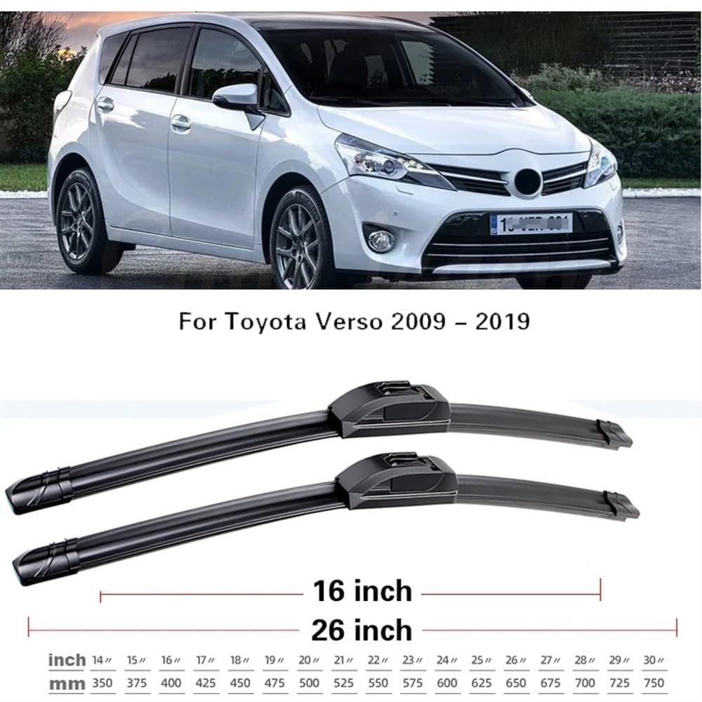 Kit Spazzole Tergicristallo Anteriori e Posteriori 26"+16"+12", Compatible con Toyota Verso (2009-2019), per Parabrezza e Finestrini, Ricambi