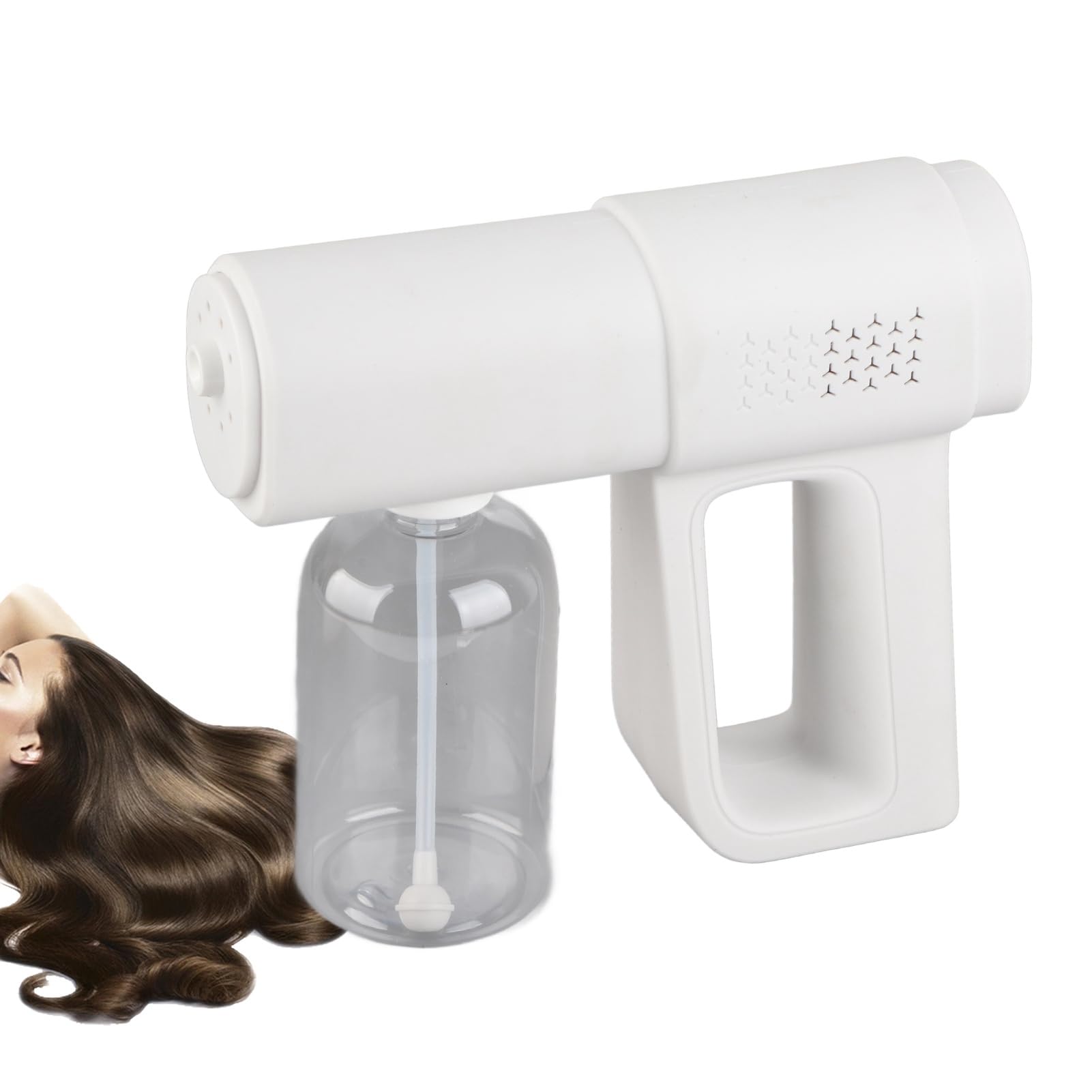 Nano Spray Gun 380ml Pulverizador Hidratante para el Cabello Pulverizador de de Peluquería Recargable Inalámbrico para Peluquería en Casa (Blanco)