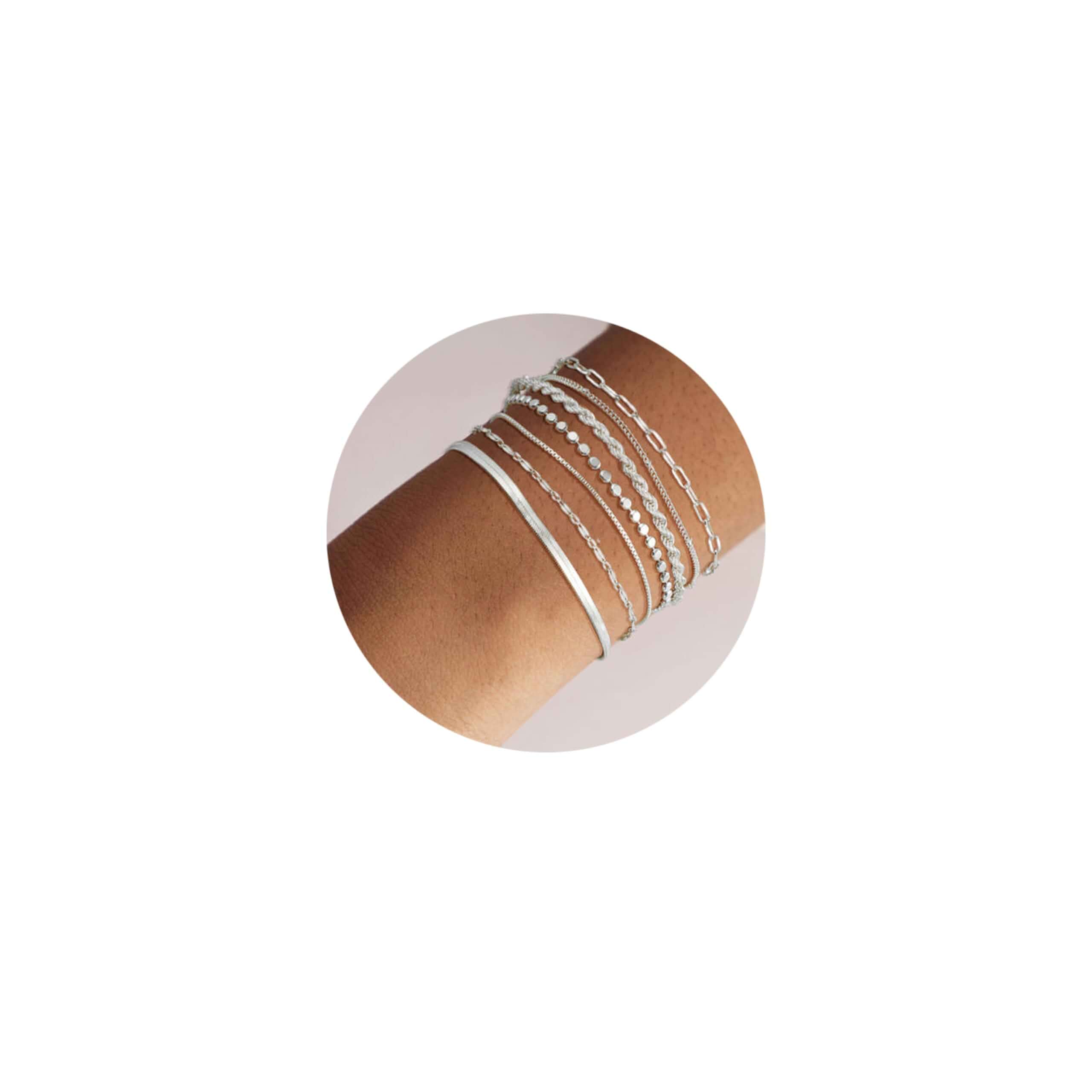 Kyerlyn Silver Bracelets for Women Waterproof Dainty Bracelet Stack Jewelry Adjustable Silver Layered Bracelet Set Minimalist Fashion Trendy