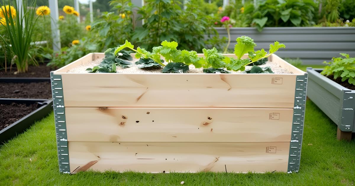 Lot de 3 jardinières surélevées 120 x 80 x 20 cm - Cadre à poser pour parterre de jardin - Cadre empilable pour palette européenne