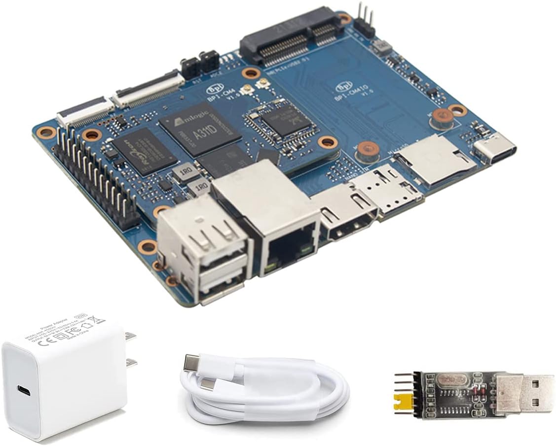 Banana Pi CM4 Sinlge Board Computer, with Amlogic A311D CPU 5TOPS NPU Mali-G52 GPU, LPDDR4 4GB RAM 16G eMMC, for AI Edge Computing, Support Android and Linux, Compatible with Raspberry Pi CM4