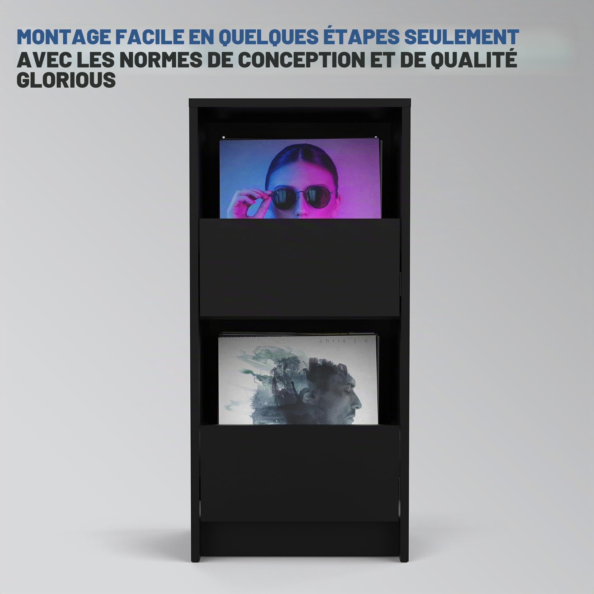 Glorious Vinyl Vault, Black - Rangement pour Vinyle