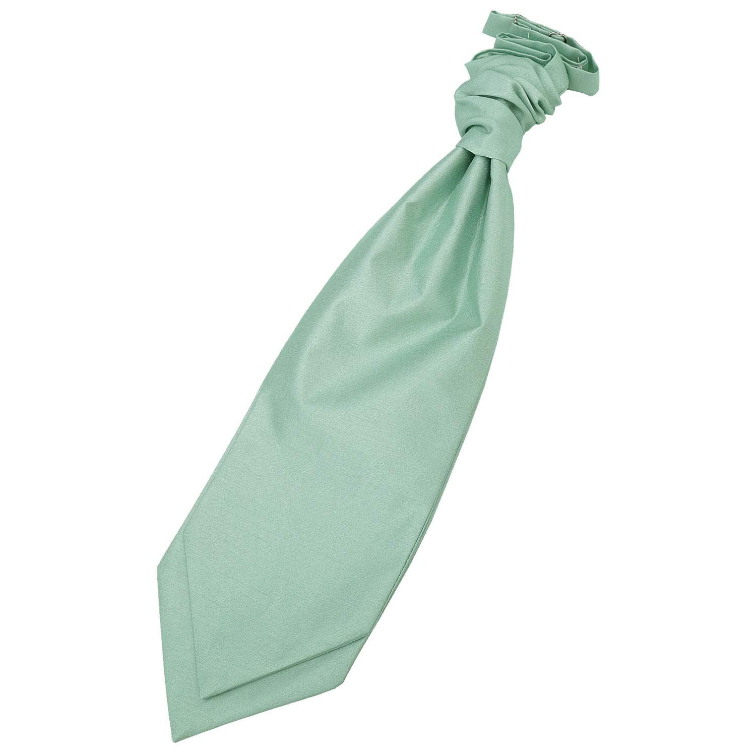 Dqt Men's Dusty Green Plain Shantung Pre-Tied Scrunchie Cravat – Wedding Formal Ascot Tie