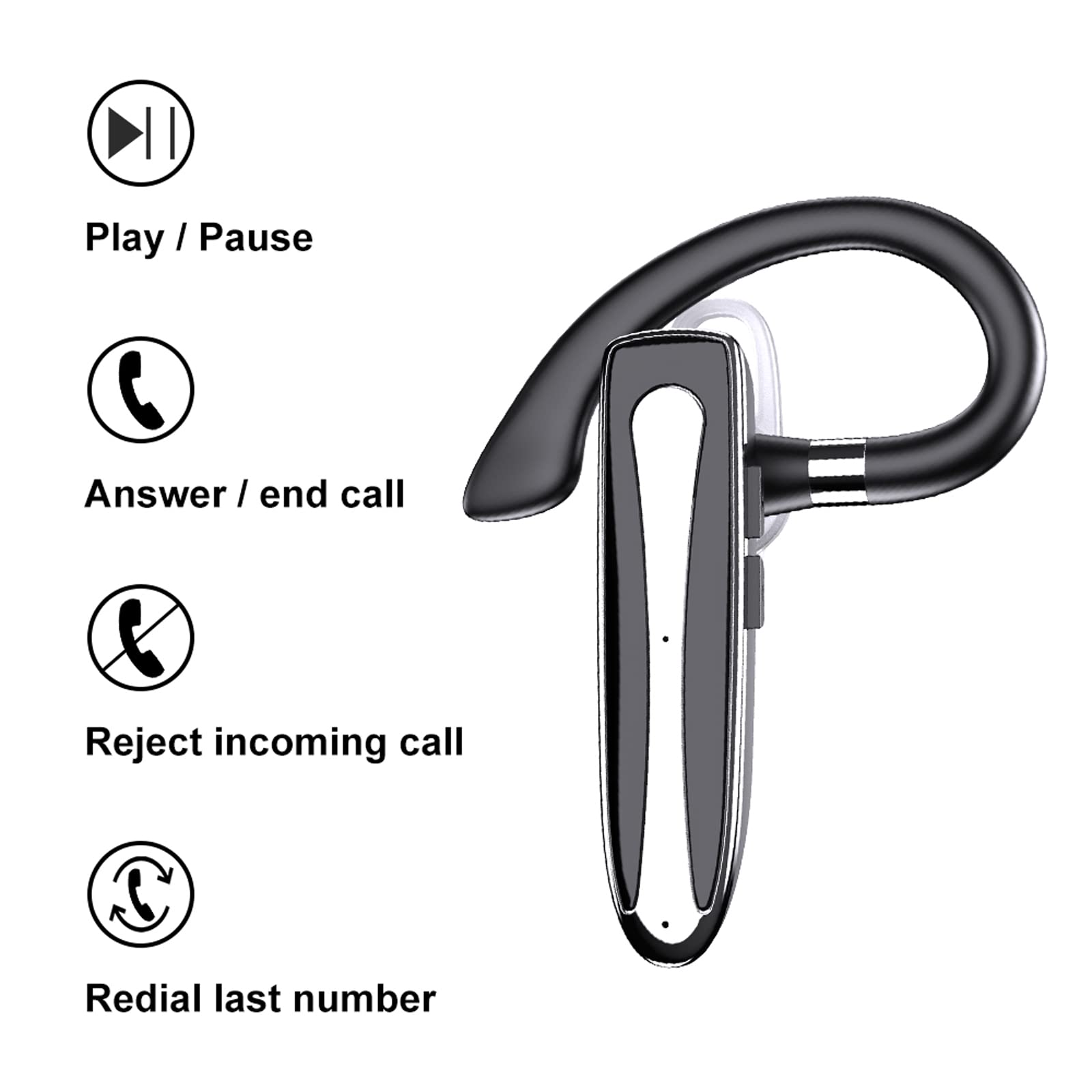 Xmenha Bluetooth Headset mit Mikrofon Freisprechanlage Bluetooth Ohr Headset In Ear Kopfhörer mit Ladeetui für Autofahren Business Büro drahtlos Kopfhörer Earphones Freisprecheinrichtung Schwarz