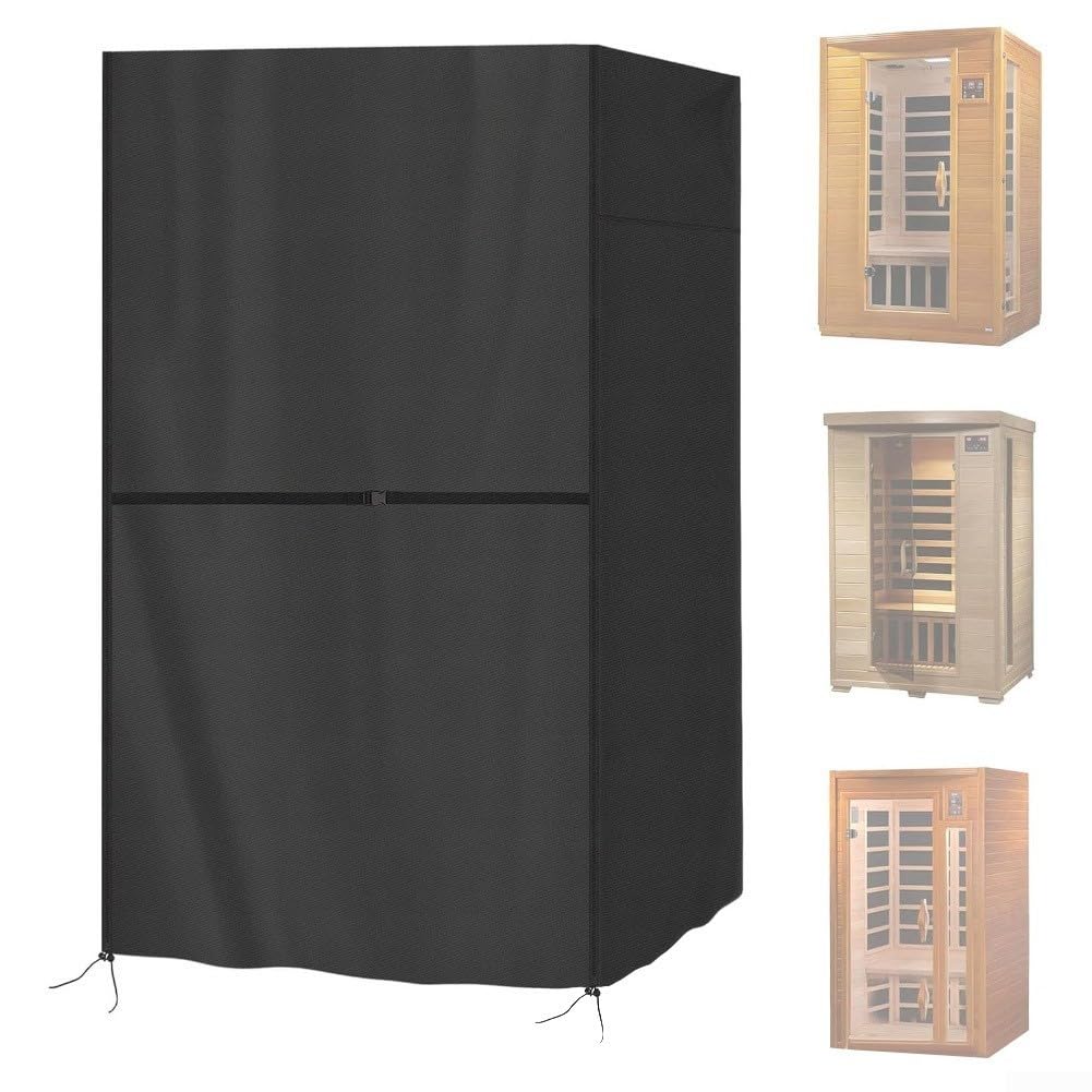 Housse imperméable pour sauna personnel utilisant la chaleur du bois ou infrarouge, tissu Oxford 210D avec couche PU argentée, cordon de serrage et deux boucles latérales (420D)