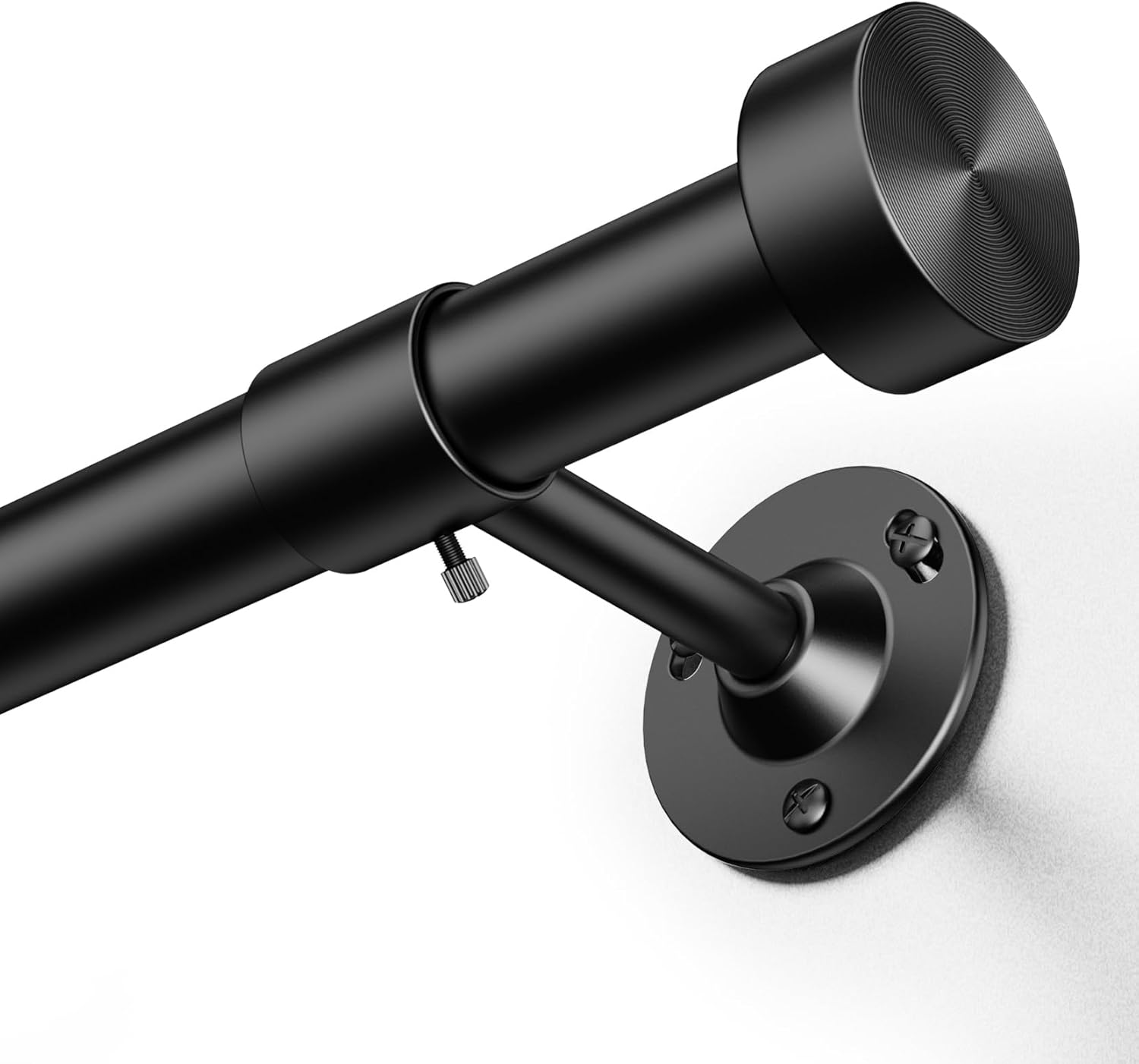 YaFex Heavy Duty Adjustable Curtain Rod 32-150 Inch 1 Inch Black, Extra Long Window Rod 60lbs Capacity Aluminum Finials Easy Install