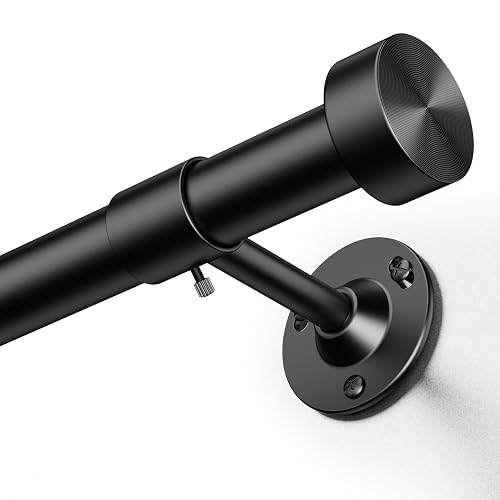 YaFex Heavy Duty Curtain Rods 32-150 Inch, 1 Inch Adjustable Black Curtain Rod for Windows, Extra Long Window Treatment Rods with Aluminium Finials, Easy Installation