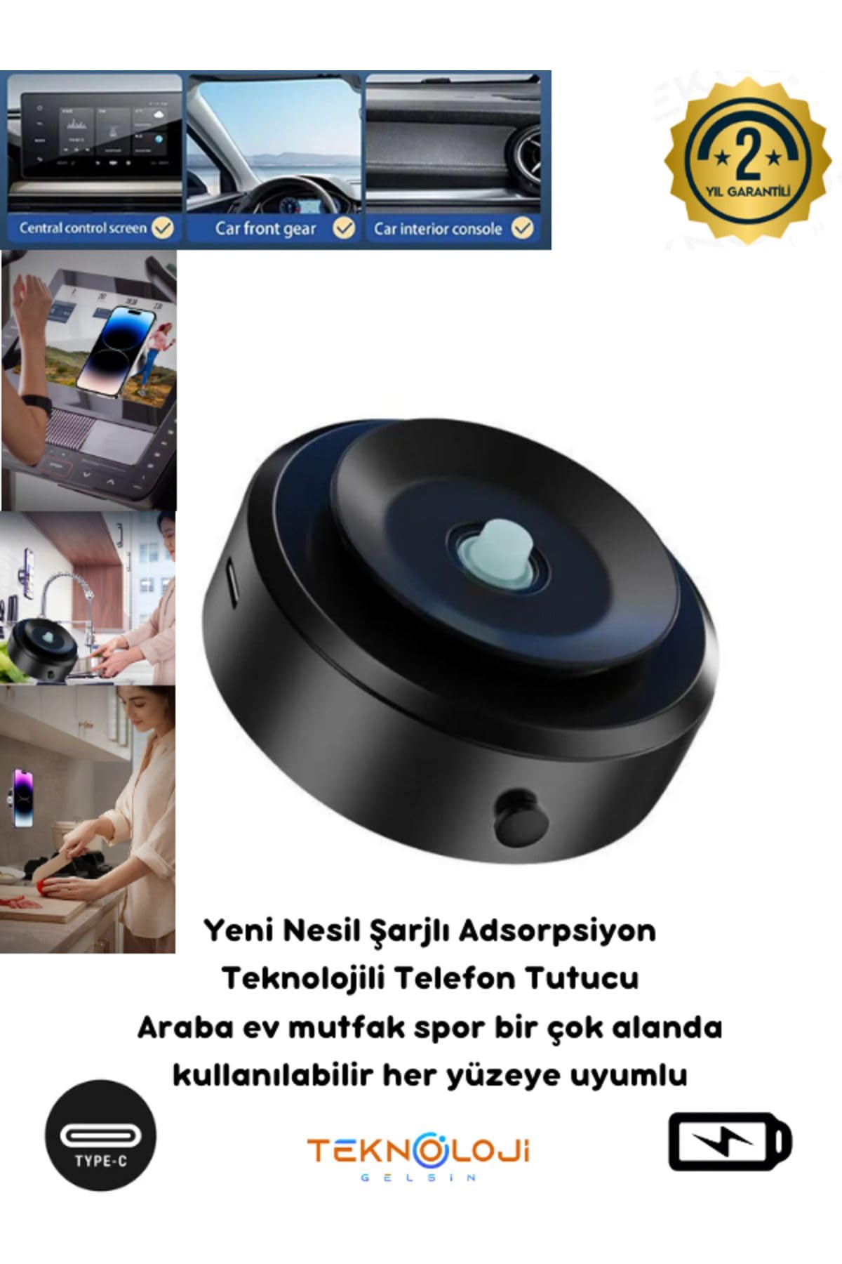 Vakumlu Mıknatıslı Araç Spor Ev Çok Kullanımlı Şarjlı Telefon Tutucu ÇiftTaraf Adsorpsiyon Teknoloji