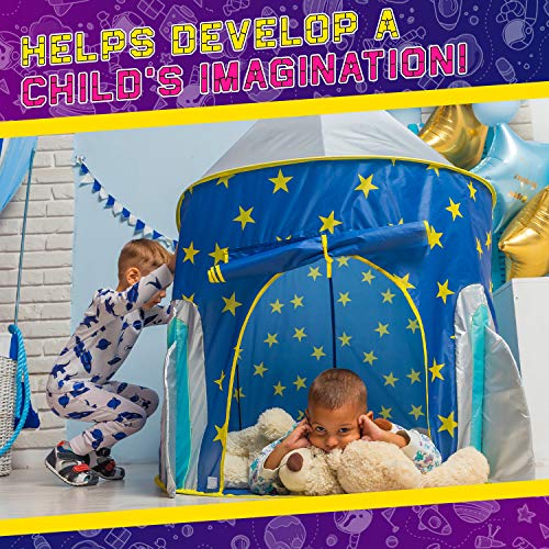 Amebibo Kids Play Tent For Children, Baby Tent Indoor, Space Rocket Ship Tent, Playhouse For Boys, Pop Up Solar Tent, Best Gift For Kids 3,4,5 For Birthday #TOP3