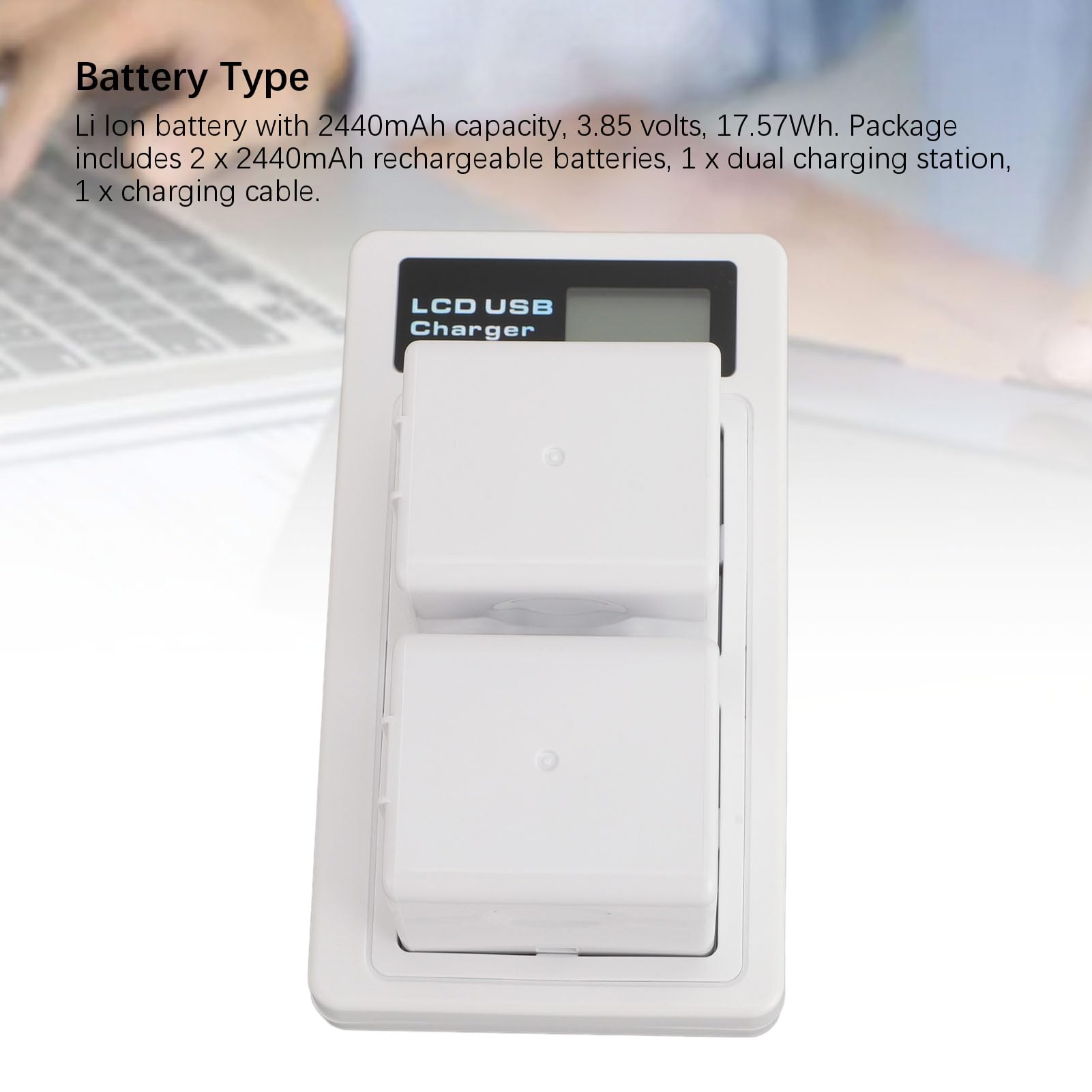 Aramox Estación de Carga Dual para Cámara Pro, 2 Paquetes 2440mAh