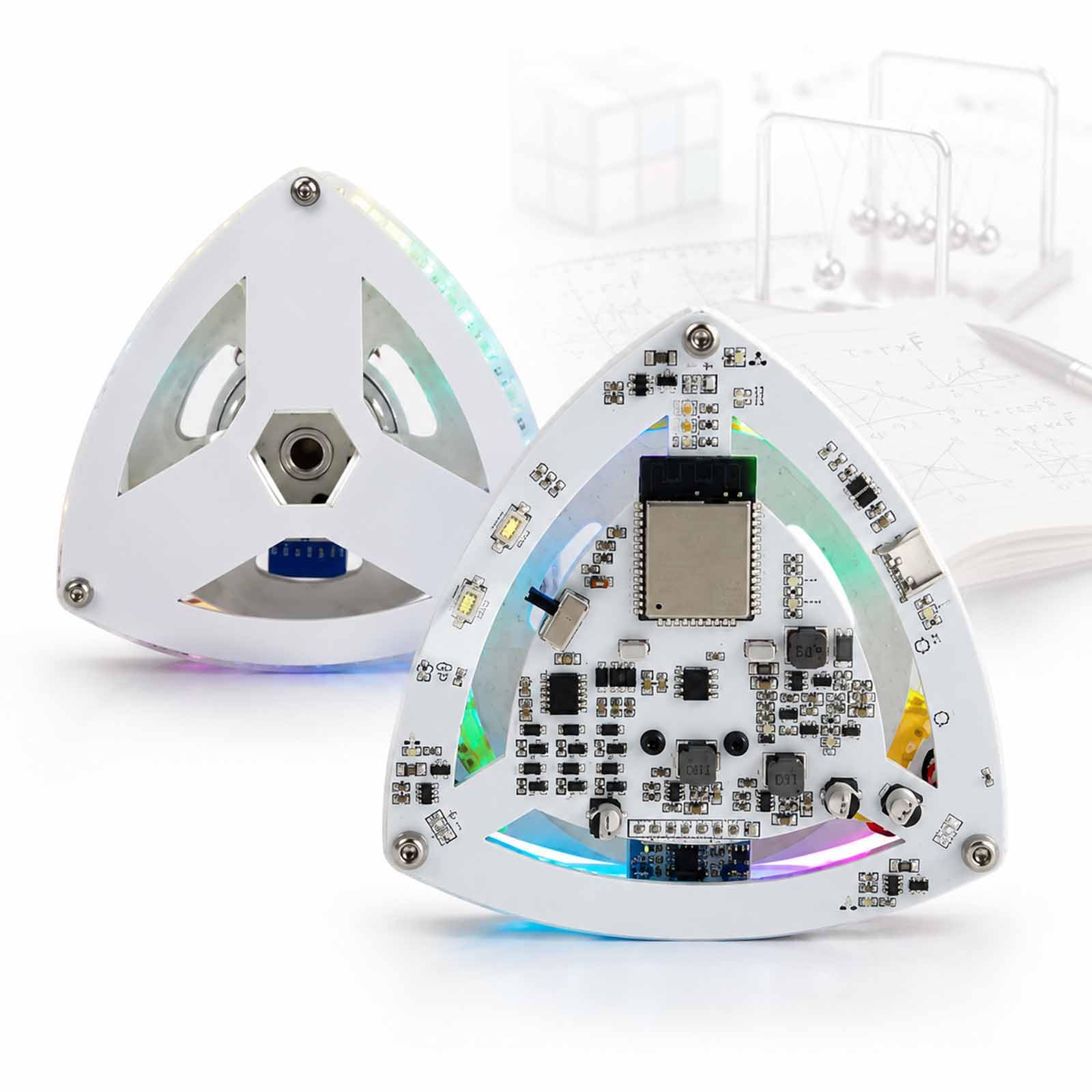 Kreativer selbstausgleichender Würfel, leuchtendes selbstausgleichendes Dreieck-Modell, offener Rahmen, Einzelpunkt-Balance mit LED-Effekten, multifunktionales Physik-Experimentier-Set, für Kinder und